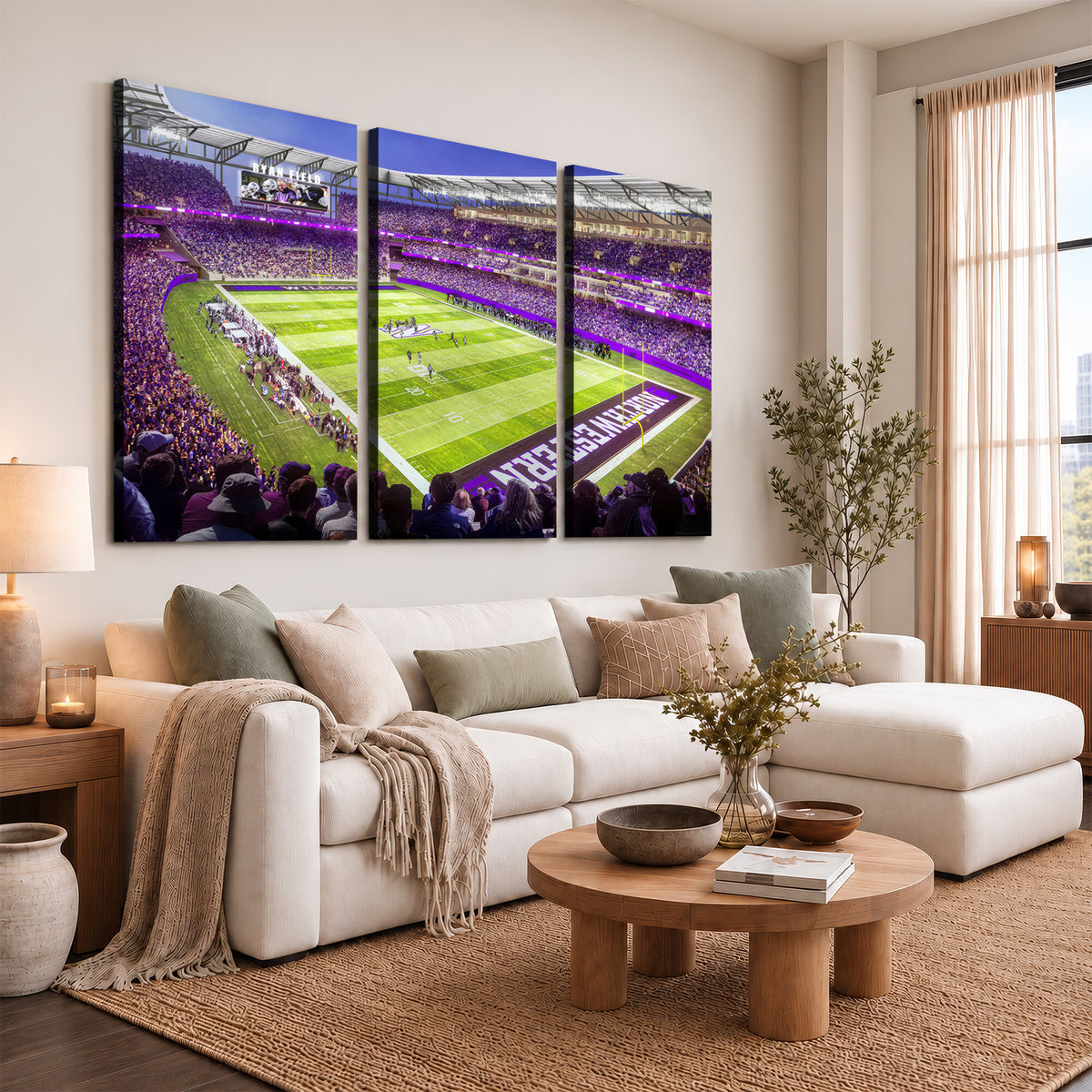 81245-MGV-CV-36X24 - Northwestern University Wildcats Football Team Print - Evanston Ryan Field Wall Art Canvas Print