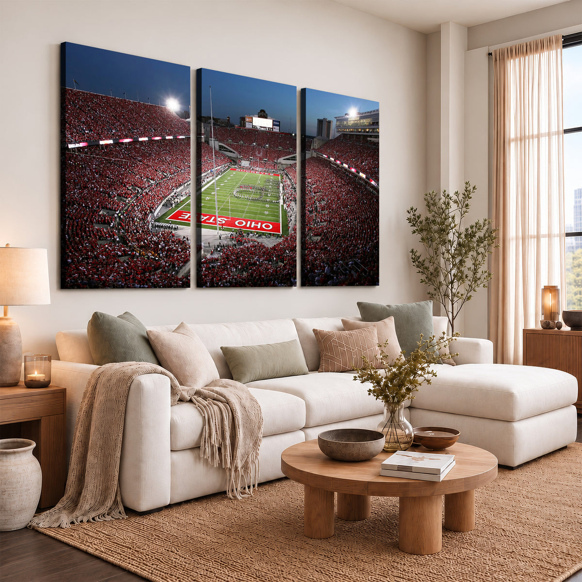 98743-PAN-FL-20X10 - Ohio State University Buckeyes Football Team Print - Columbus Ohio Stadium Wall Art Canvas Print