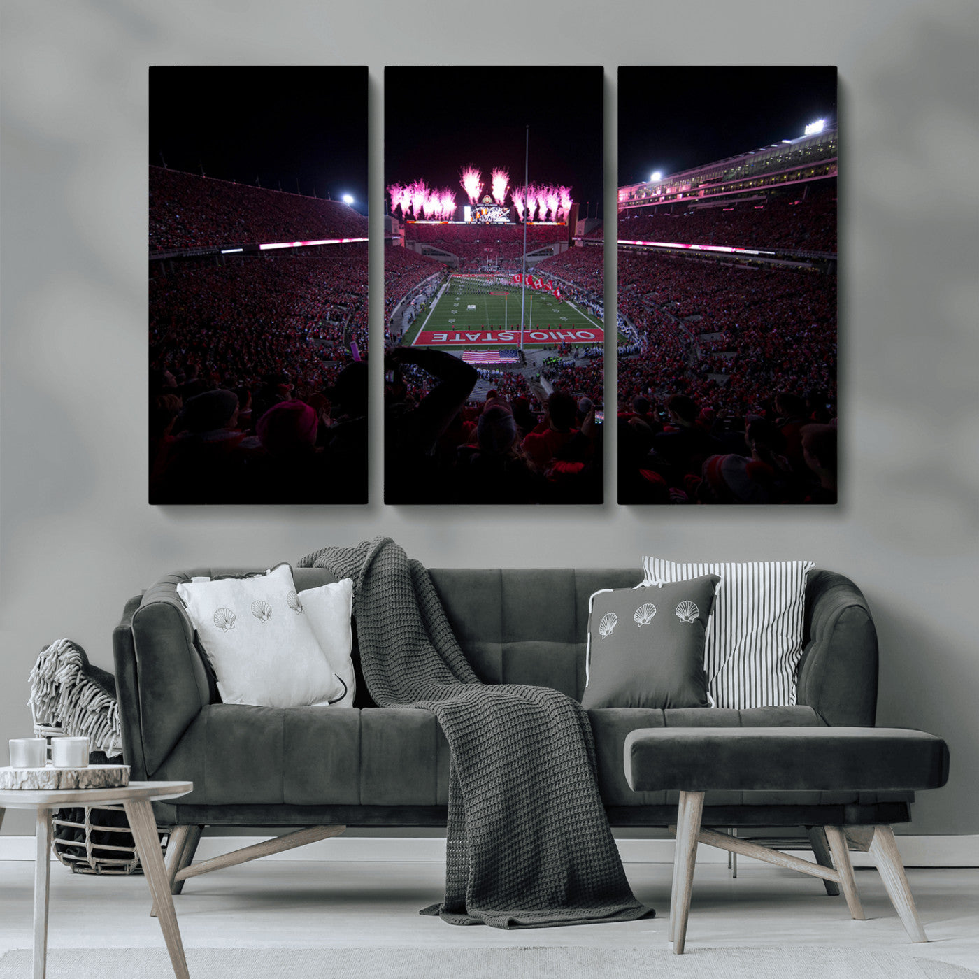 MGV-CV-48X32-3P - Ohio State University Buckeyes Football Team Print - Columbus Ohio Stadium Wall Art Canvas Print