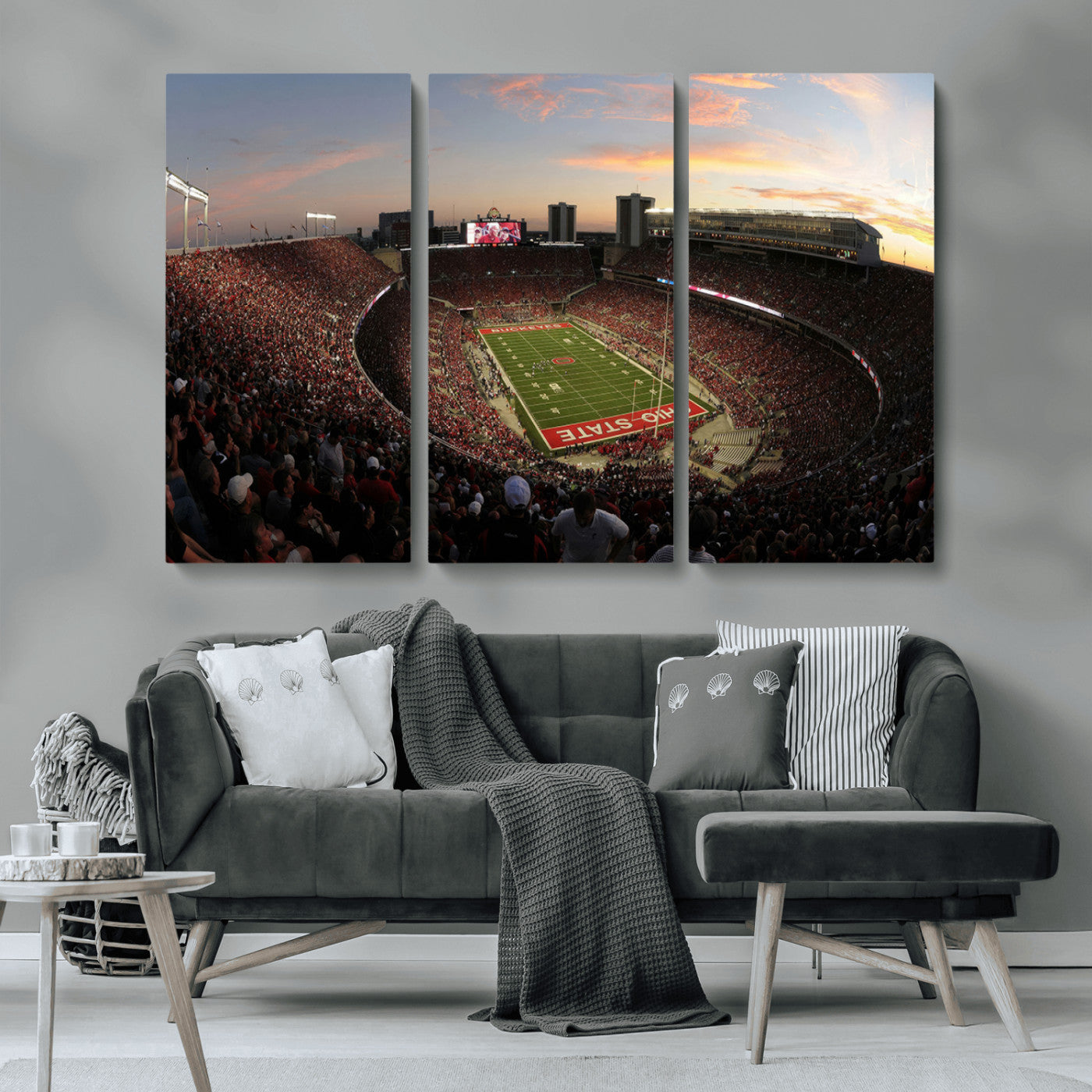 MGV-CV-48X32-3P - Ohio State University Buckeyes Football Team Print - Columbus Ohio Stadium Wall Art Canvas Print