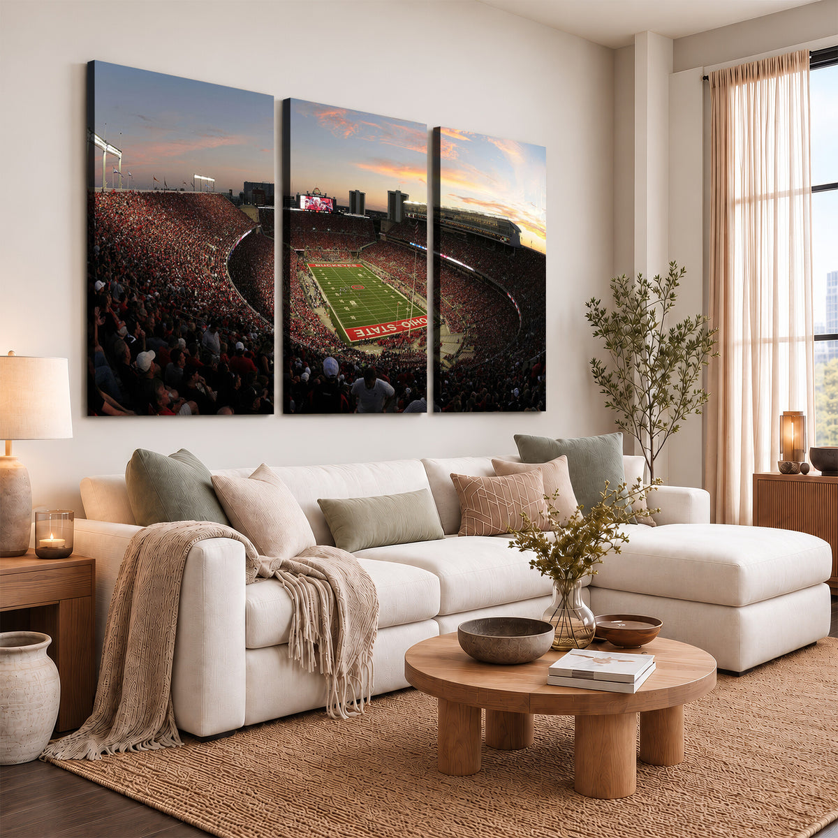 28825-PAN-FL-20X10 - Ohio State University Buckeyes Football Team Print - Columbus Ohio Stadium Wall Art Canvas Print