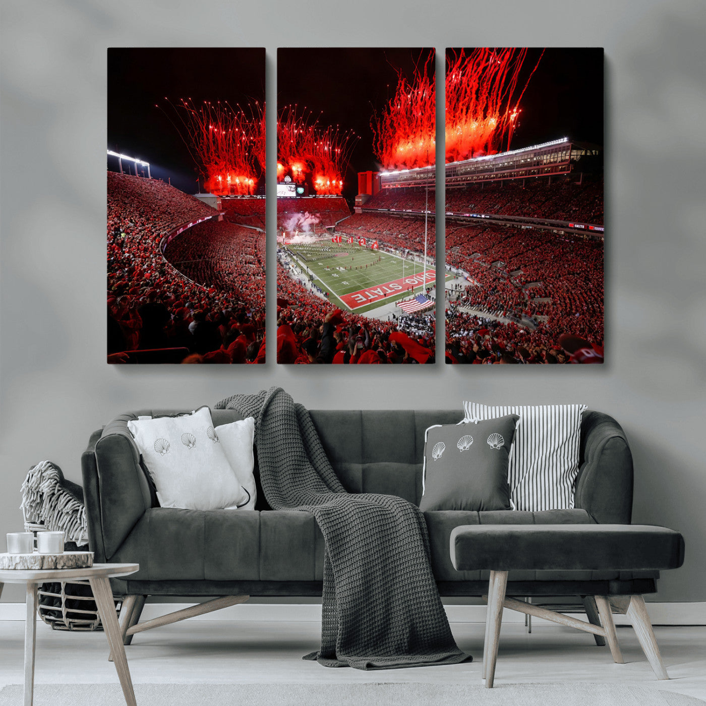 MGV-CV-48X32-3P - Ohio State University Buckeyes Football Team Print - Columbus Ohio Stadium Wall Art Canvas Print