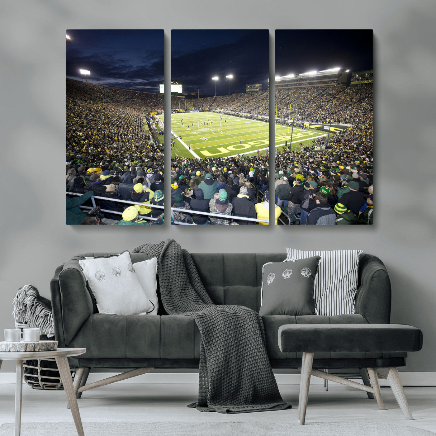 MGV-CV-48X32-3P - University of Oregon Ducks Football Team Print - Eugene Autzen Stadium Wall Art Canvas Print