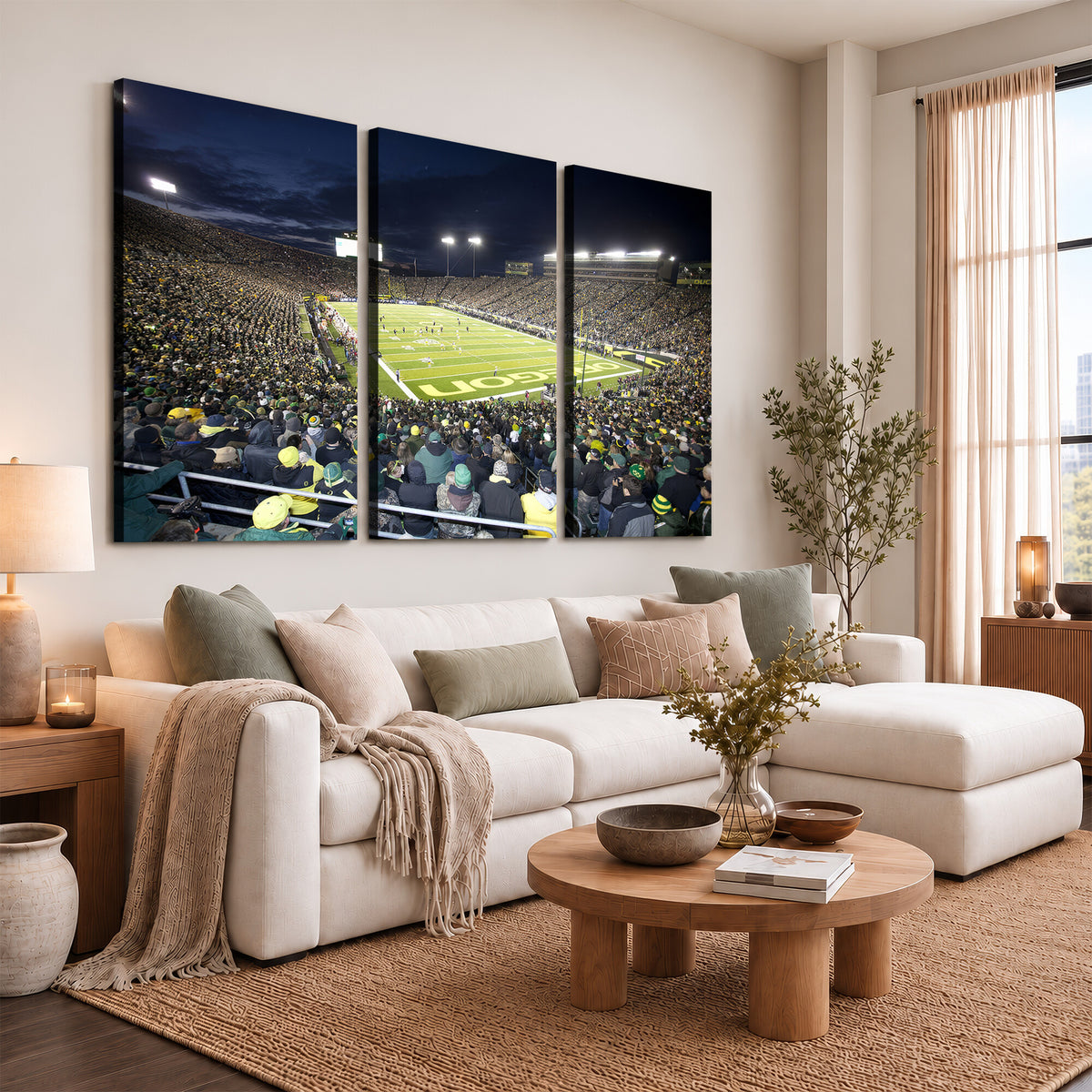 48756-PAN-FL-20X10 - University of Oregon Ducks Football Team Print - Eugene Autzen Stadium Wall Art Canvas Print