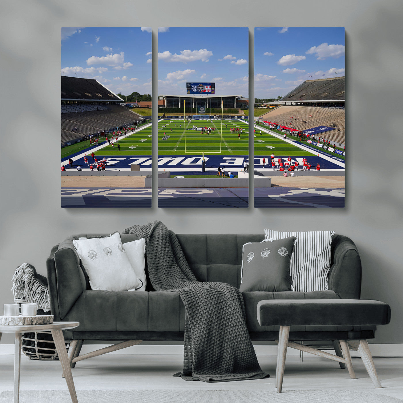 MGV-CV-48X32-3P - Rice University Owls Football Team Print - Houston Rice Stadium Wall Art Canvas Print