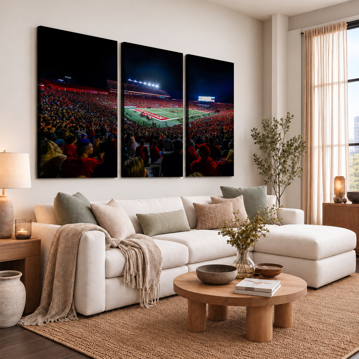 18115-PAN-FL-20X10 - Rutgers Scarlet Knights Football Team Print - SHI Stadium, Piscataway Wall Art Canvas Print