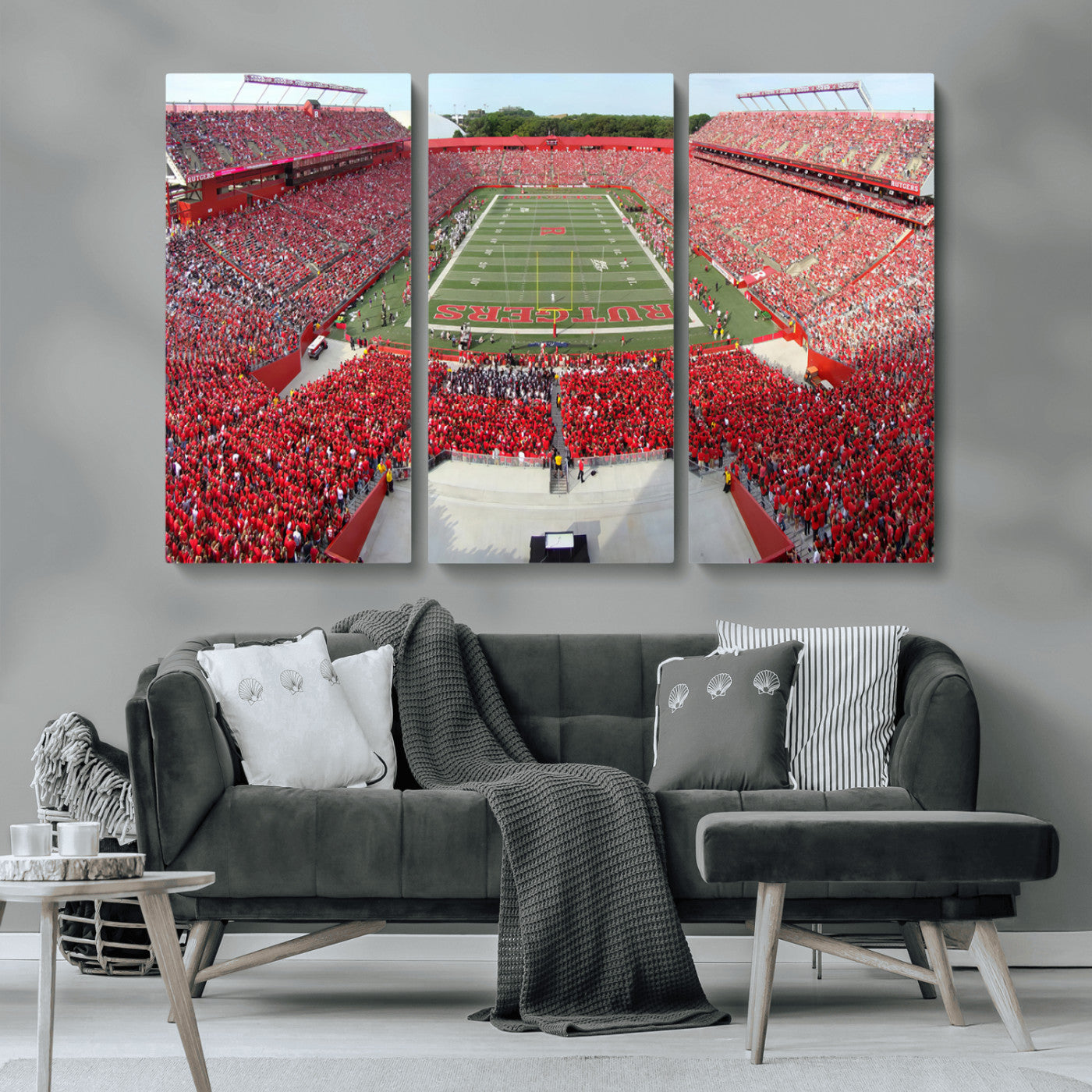 MGV-CV-48X32-3P - Rutgers Scarlet Knights Football Team Print - Piscataway SHI Stadium Wall Art Canvas Print