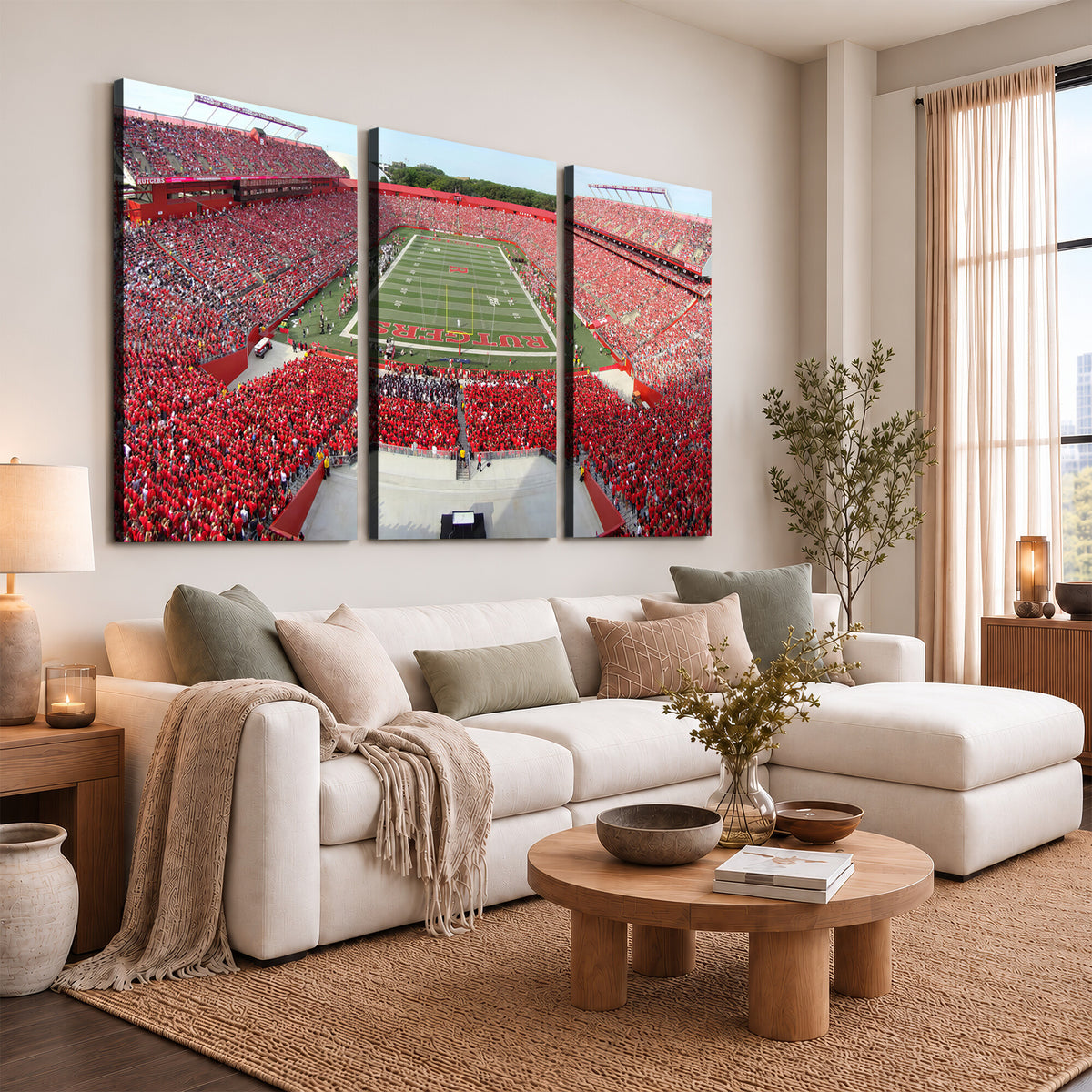 90818-PAN-FL-20X10 - Rutgers Scarlet Knights Football Team Print - Piscataway SHI Stadium Wall Art Canvas Print