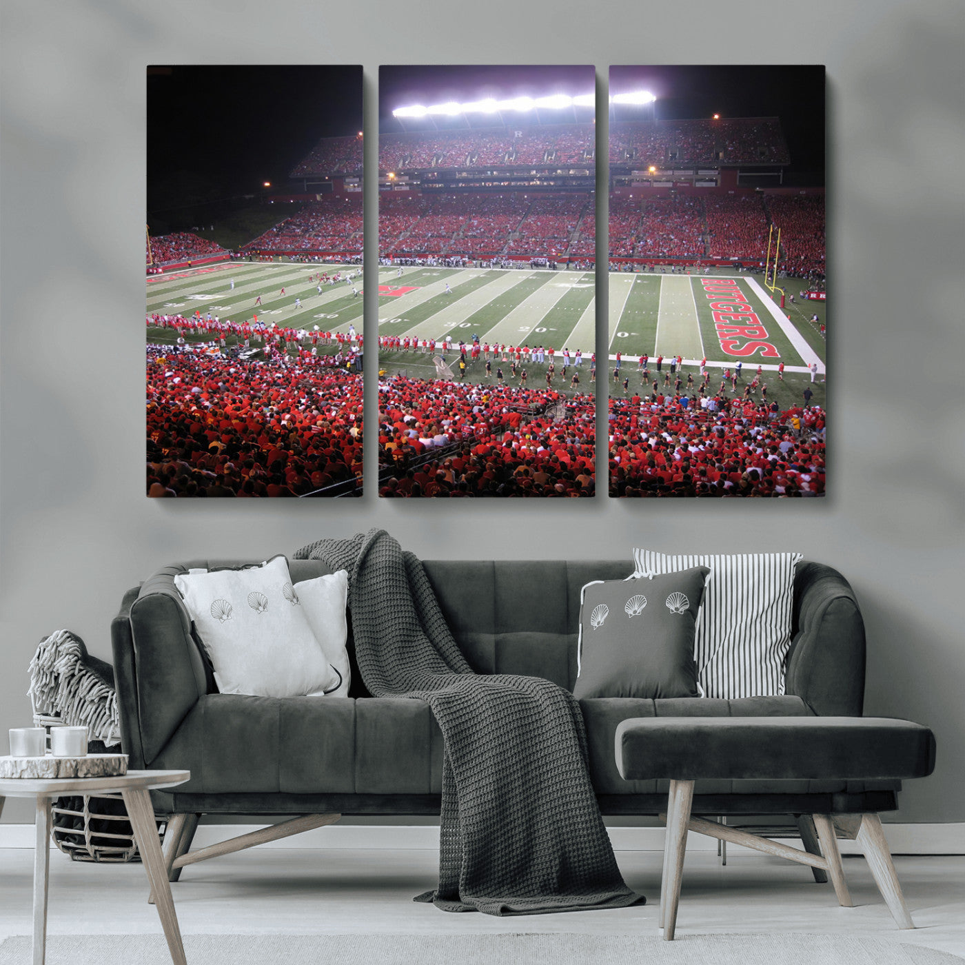 MGV-CV-48X32-3P - Rutgers University Scarlet Knights Football Team Print - Piscataway SHI Stadium Wall Art Canvas