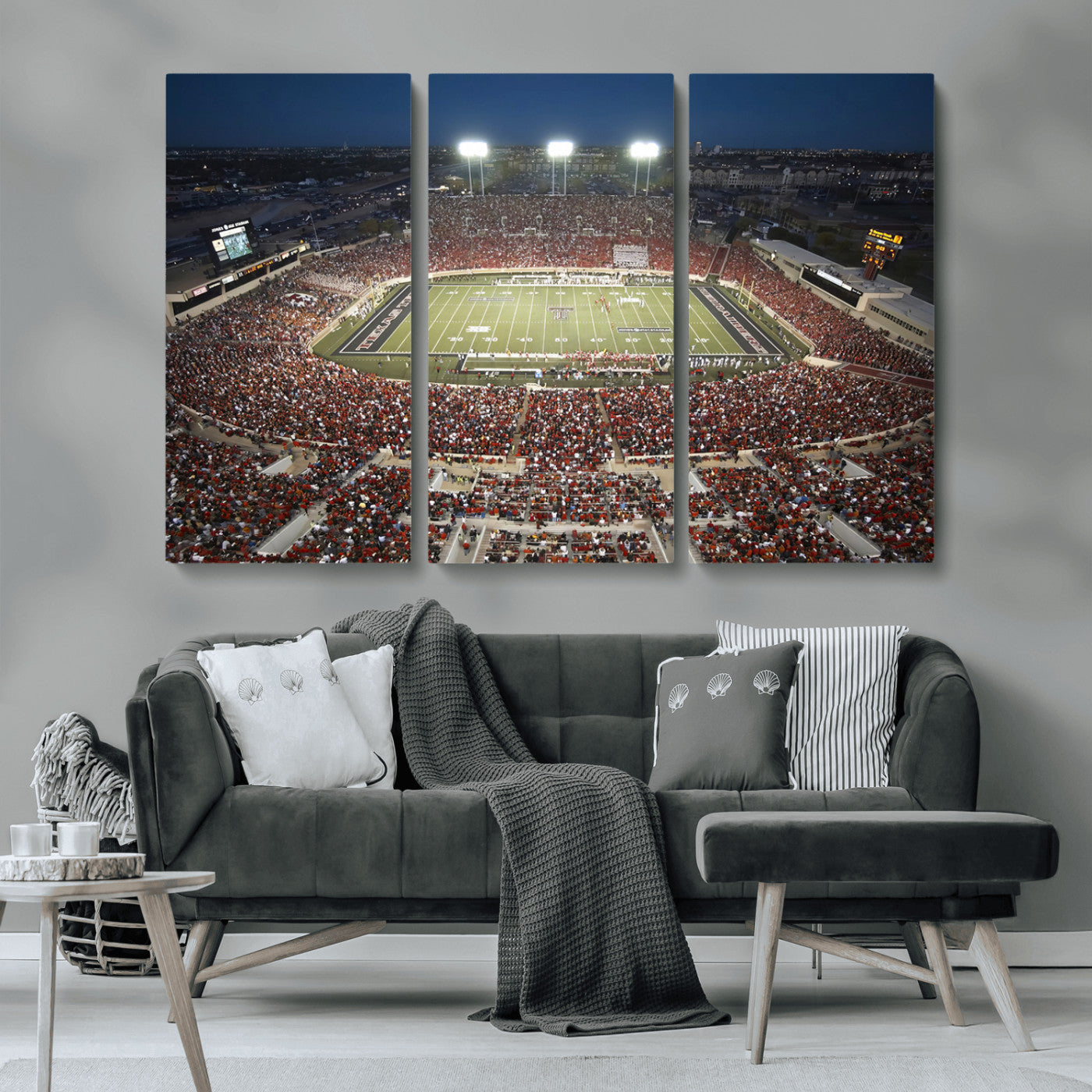 MGV-CV-48X32-3P - Texas Tech Red Raiders Football Team Print - Lubbock Jones AT&T Stadium Wall Art Canvas Print