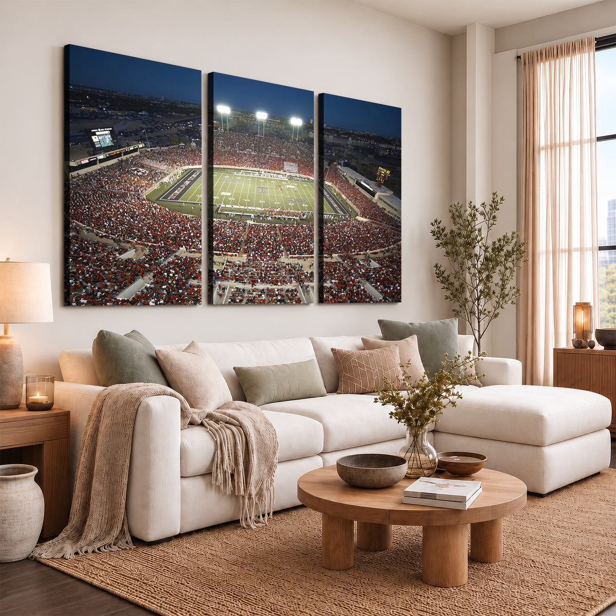 55763-MGV-CV-36X24 - Texas Tech Red Raiders Football Team Print, Lubbock Jones AT&T Stadium, Framed and Ready to Hang