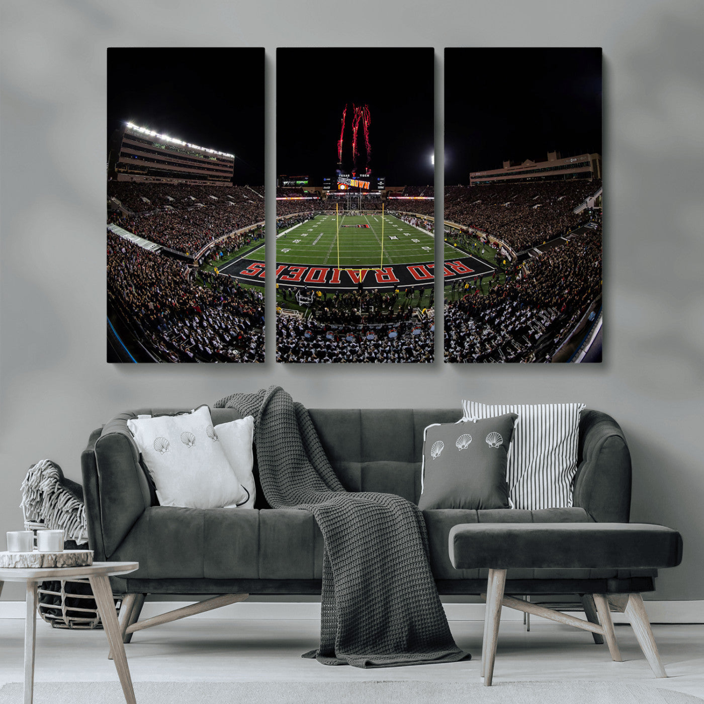 MGV-CV-48X32-3P - Framed Texas Tech Red Raiders Stadium Canvas, Texas Tech Red Raiders Football Team Print - Lubbock