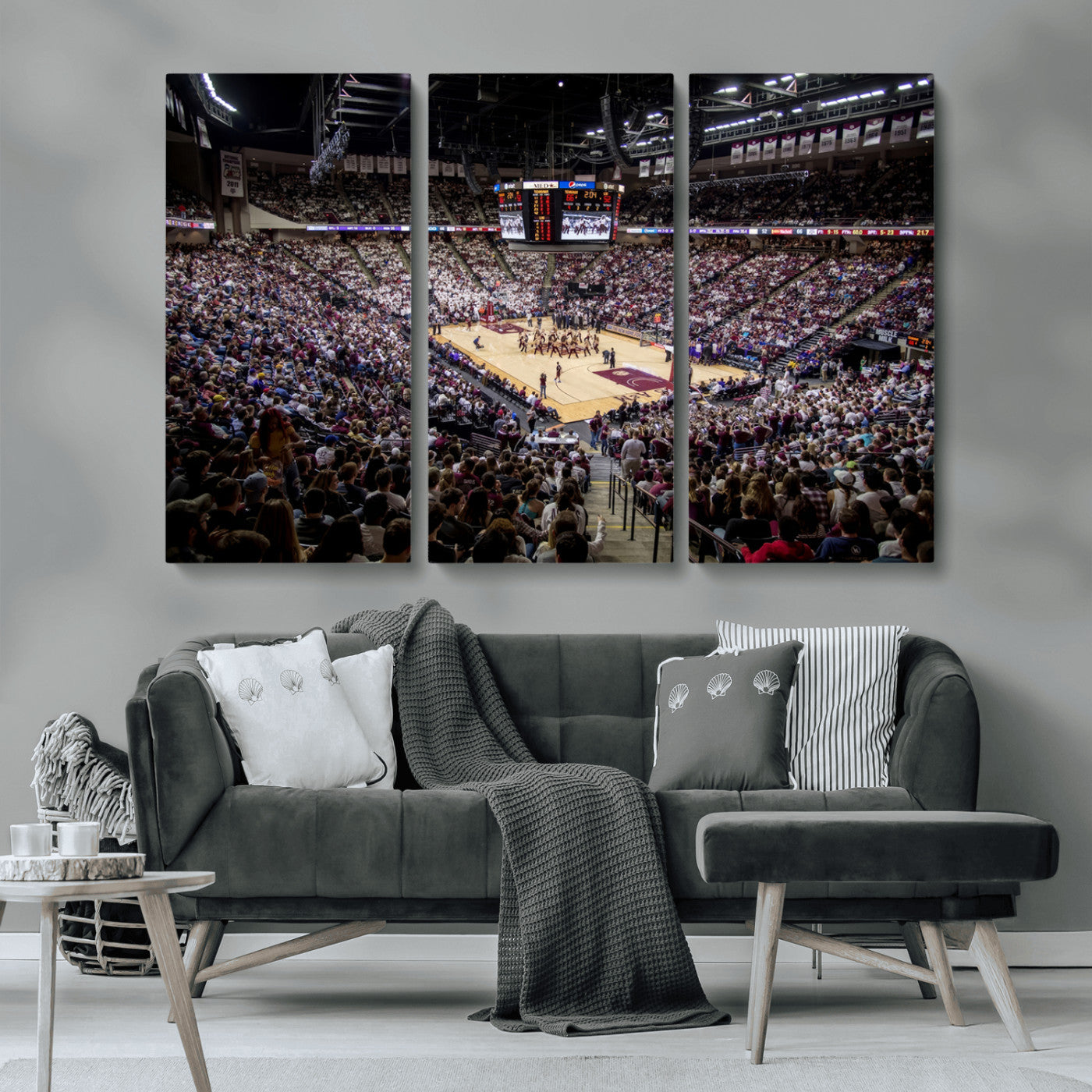 MGV-CV-48X32-3P - University of Nebraska Cornhuskers Basketball Team Print - Lincoln Red Arena Wall Art Canvas Print