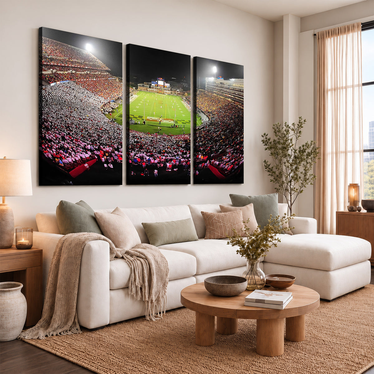 12091-PAN-FL-20X10 - University of Maryland Terrapins Football Team Print - College Park SECU Stadium Wall Art Canvas