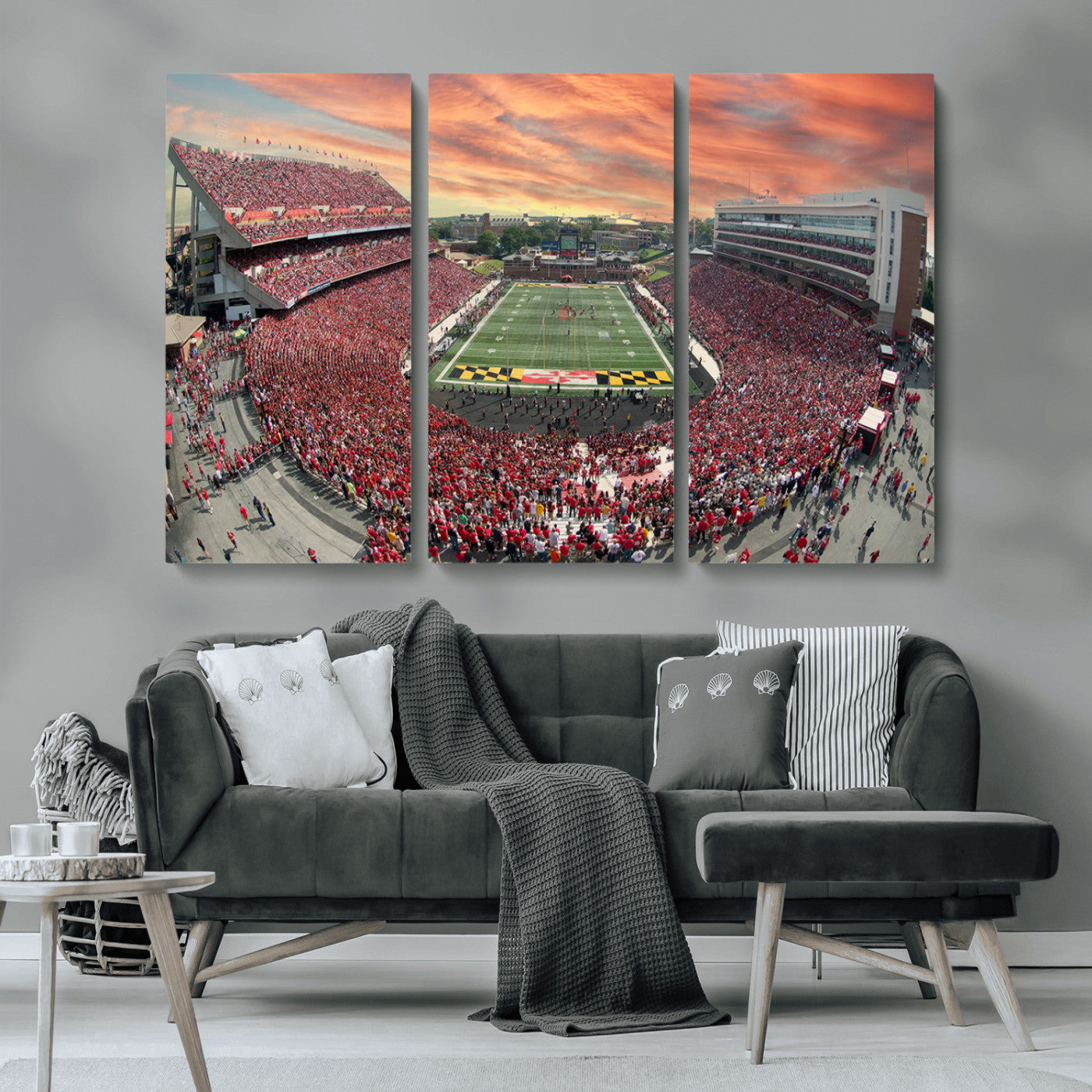 MGV-CV-48X32-3P - University of Maryland Terrapins Football Team Print - College Park SECU Stadium Wall Art Canvas
