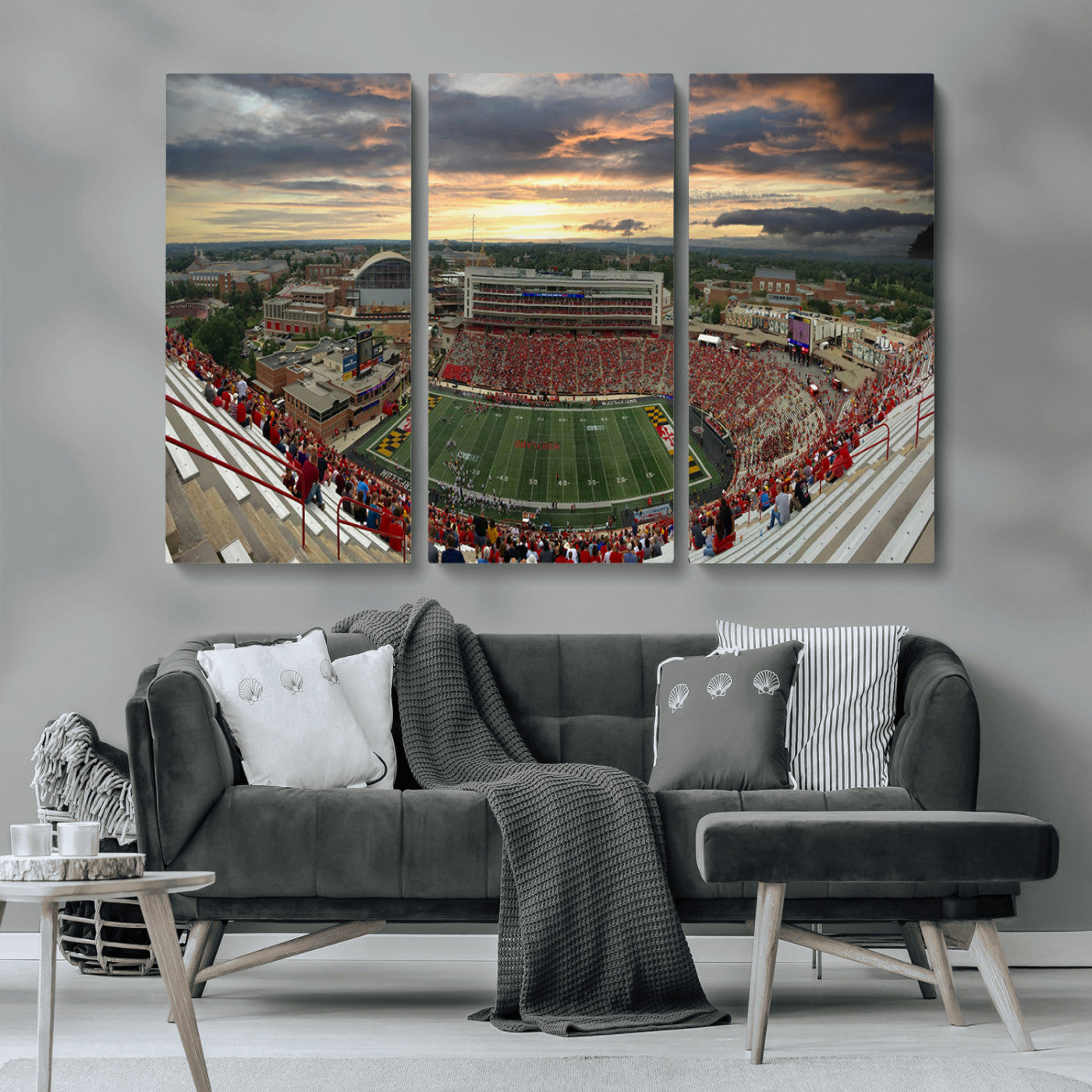 MGV-CV-48X32-3P - University of Maryland Terrapins Football Team Print - College Park SECU Stadium Wall Art Canvas