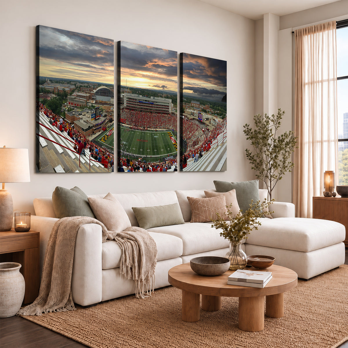 29993-PAN-FL-20X10 - University of Maryland Terrapins Football Team Print - College Park SECU Stadium Wall Art Canvas