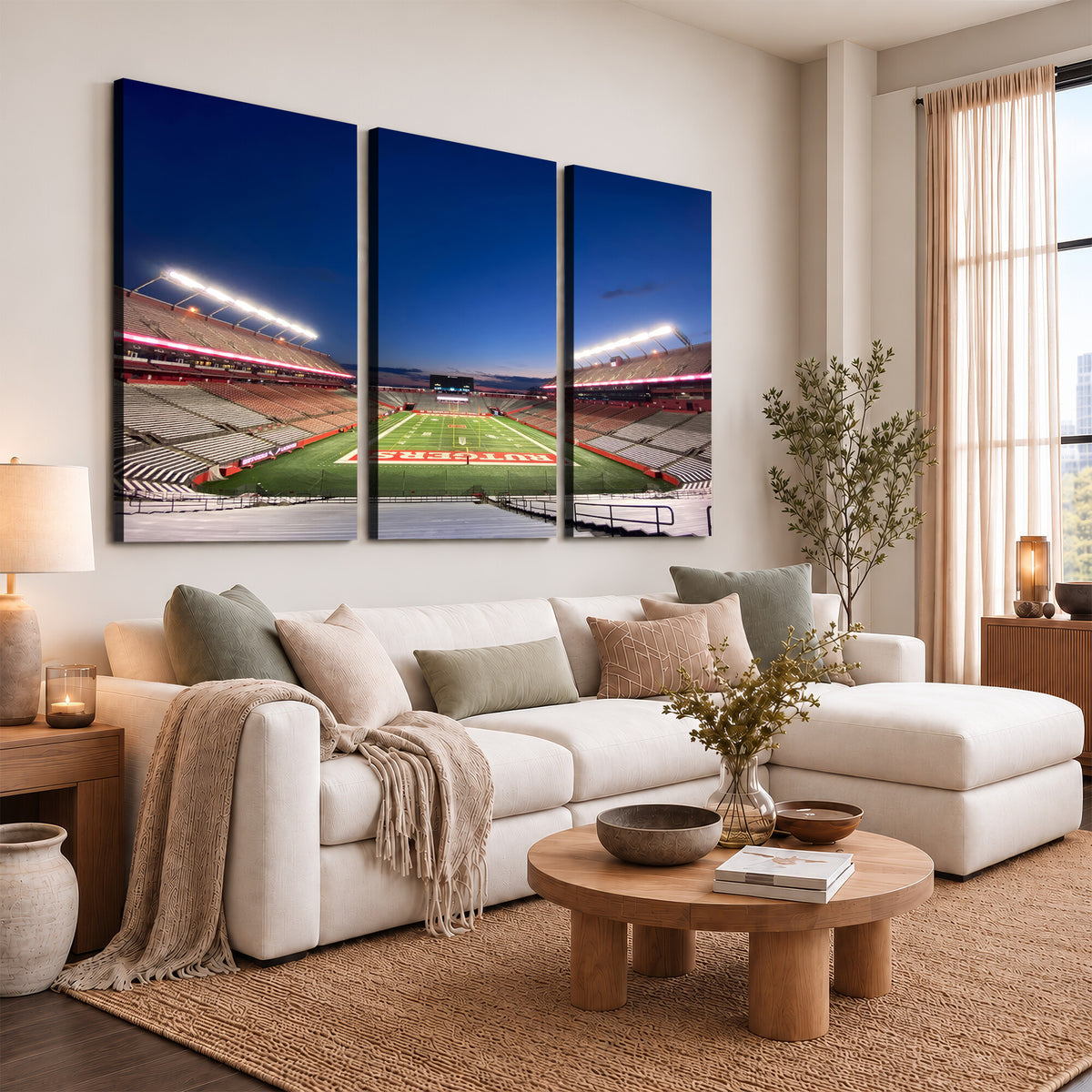 15051-MGV-CV-36X24 - Rutgers Scarlet Knights Football Team Print, Piscataway SHI Stadium
