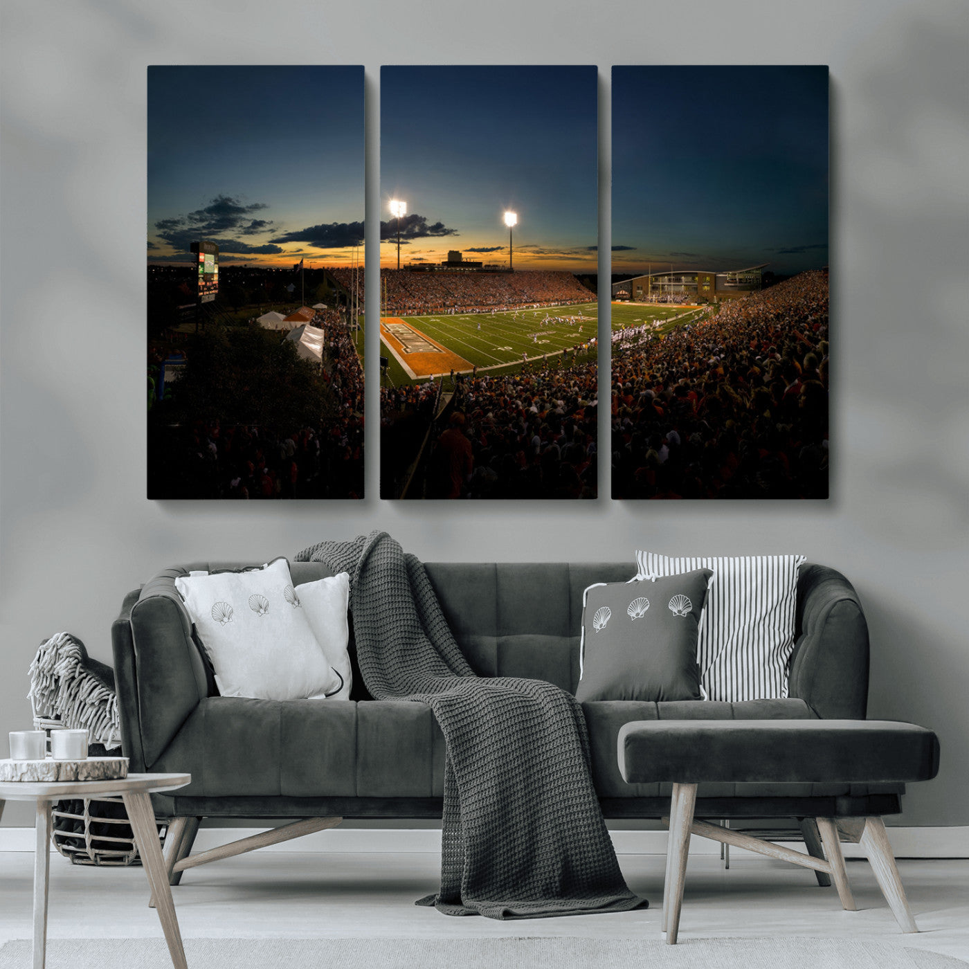 MGV-CV-48X32-3P - Ball State Cardinals Football Team Print - Muncie Scheumann Stadium Wall Art Canvas Print