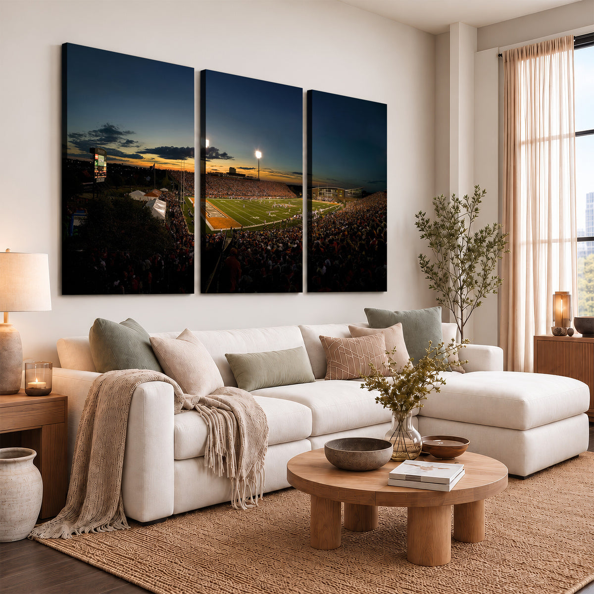 15980-PAN-FL-20X10 - Ball State Cardinals Football Team Print - Muncie Scheumann Stadium Wall Art Canvas Print