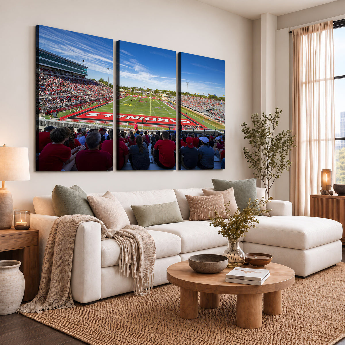 71475-PAN-FL-20X10 - Ball State Cardinals Football Team Print - Muncie Scheumann Stadium Wall Art Canvas Print