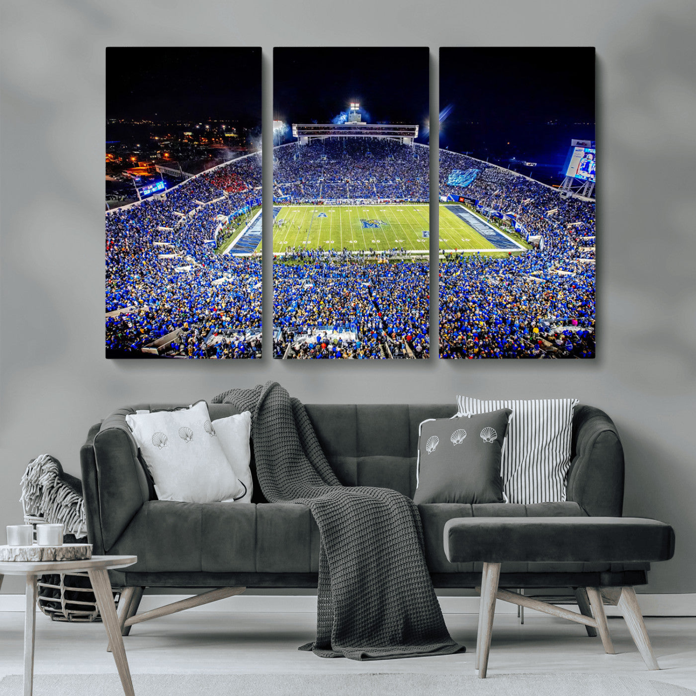 MGV-CV-48X32-3P - University of Memphis Tigers Football Team Print - Memphis Simmons Bank Liberty Stadium Wall Art