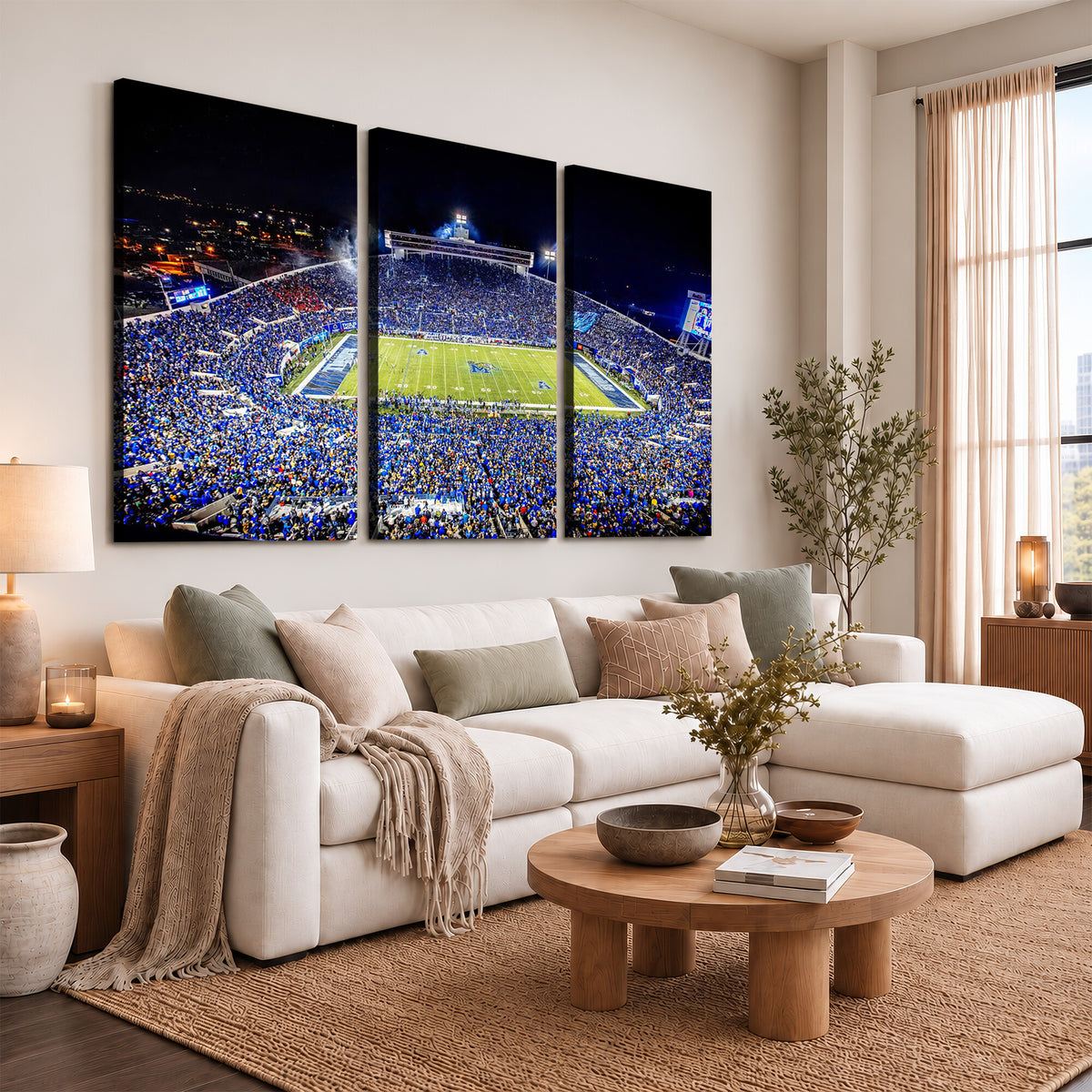 11665-PAN-FL-20X10 - University of Memphis Tigers Football Team Print - Memphis Simmons Bank Liberty Stadium Wall Art