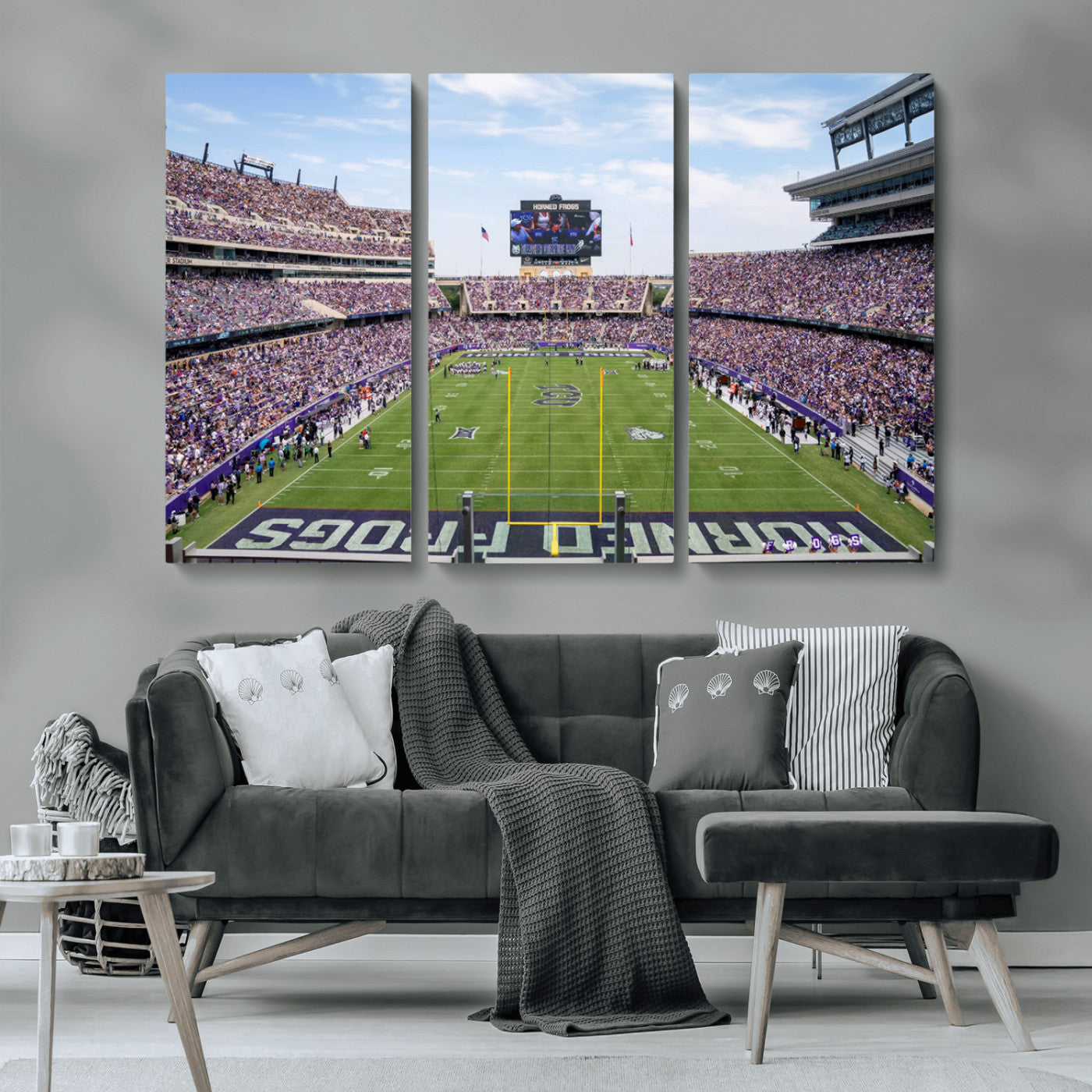 MGV-CV-48X32-3P - TCU Horned Frogs Football Team Print - Fort Worth Amon G. Carter Stadium Wall Art Canvas Print