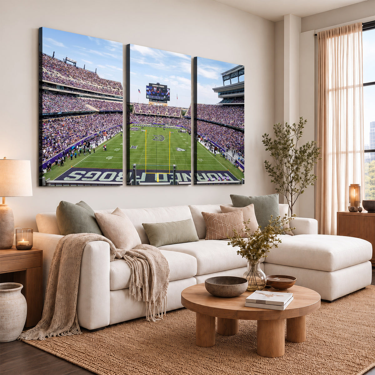 27650-PAN-FL-20X10 - TCU Horned Frogs Football Team Print - Fort Worth Amon G. Carter Stadium Wall Art Canvas Print