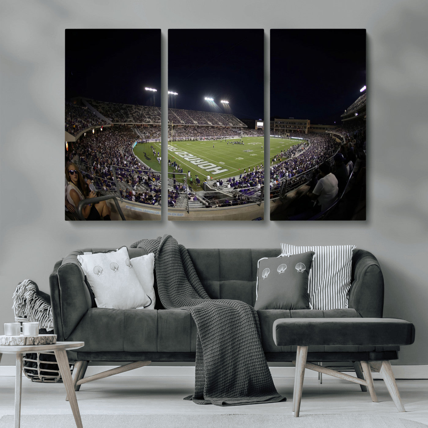 MGV-CV-48X32-3P - TCU Horned Frogs Football Team Print - Fort Worth Amon G. Carter Stadium Wall Art Canvas Print.