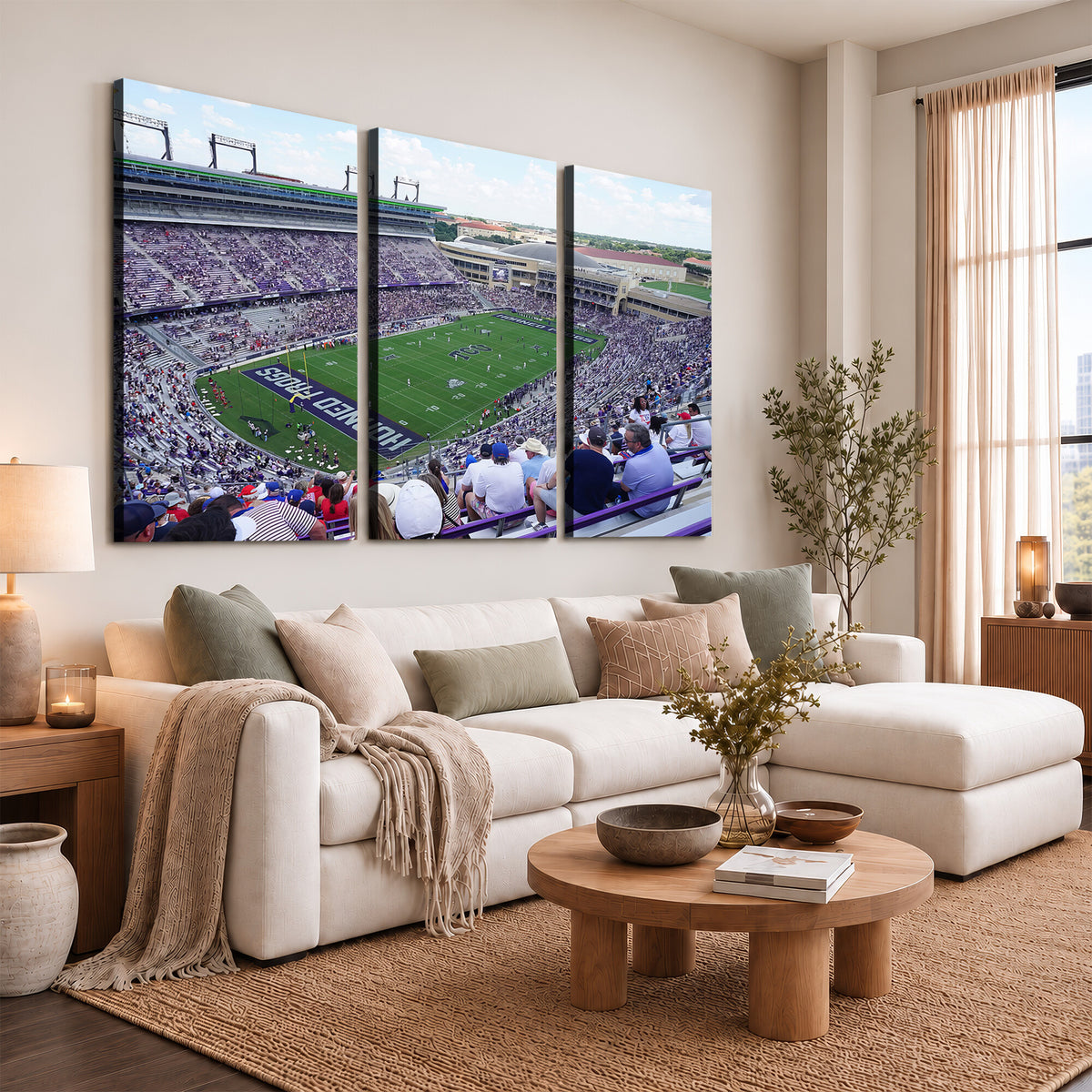 95139-MGV-CV-36X24 - The Texas Christian University TCU Horned Frogs Football Team Print, Fort Worth