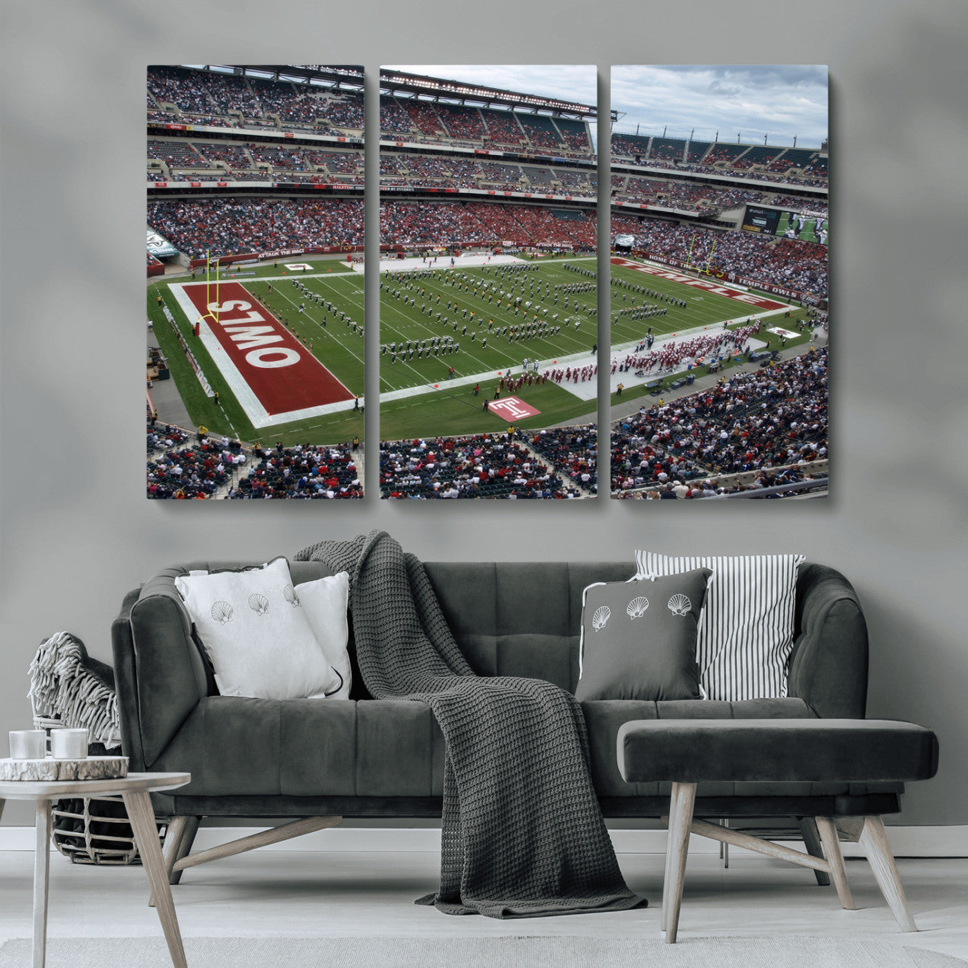 MGV-CV-48X32-3P - The Temple University Owls Athletics Team Print - Philadelphia Lincoln Financial Field Stadium Wall