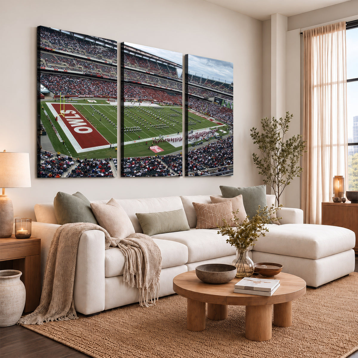 15310-PAN-FL-20X10 - The Temple University Owls Athletics Team Print - Philadelphia Lincoln Financial Field Stadium Wall