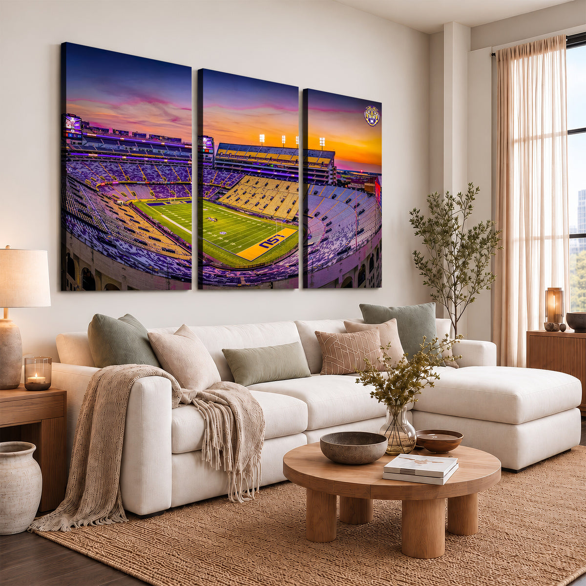 93538-MGV-CV-36X24 - The Louisiana State University Tigers Football Team Print, Framed and Ready to Hang Stadium Print