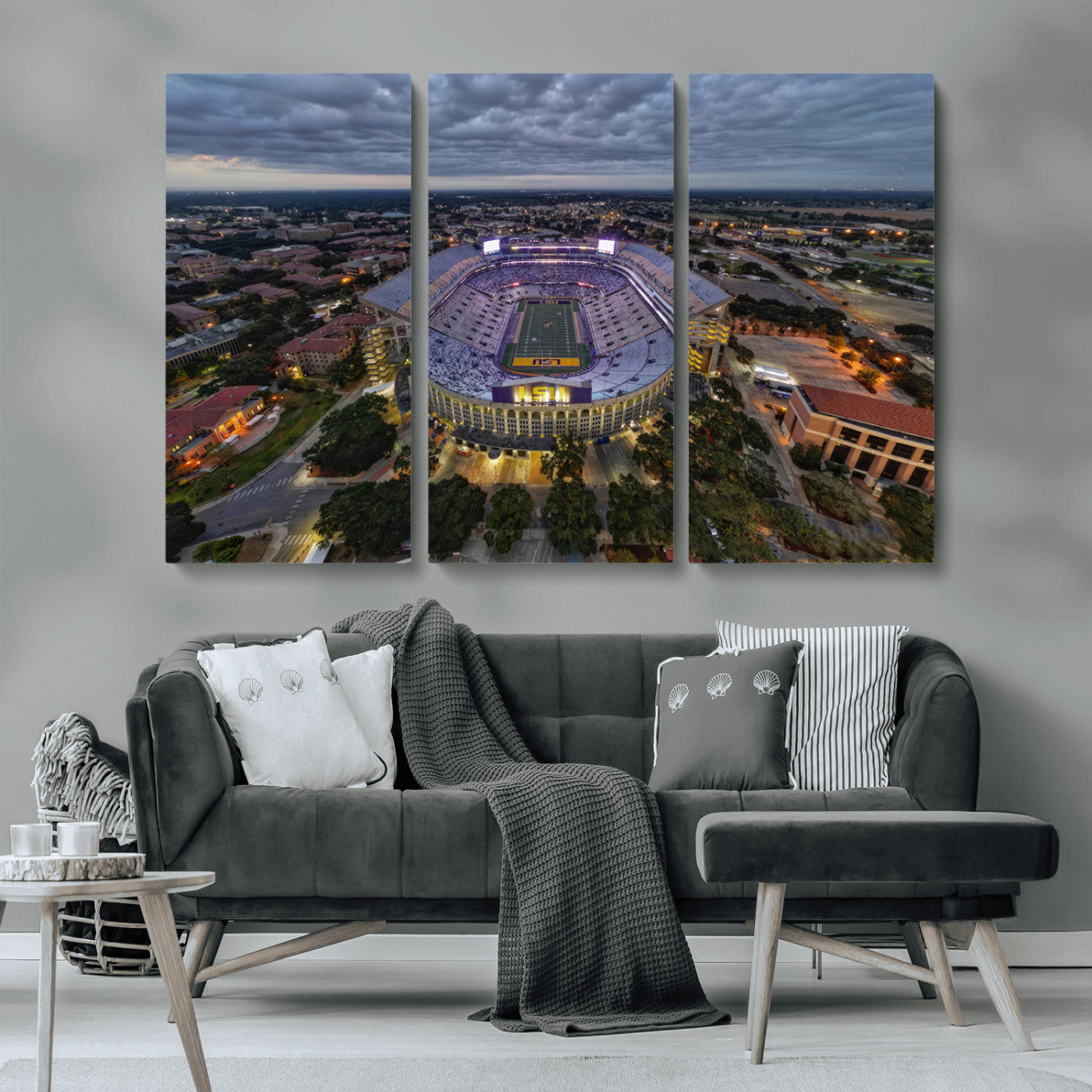 MGV-CV-48X32-3P - The Louisiana State University Tigers Football Team Print - Baton Rouge Tiger Stadium Wall Art