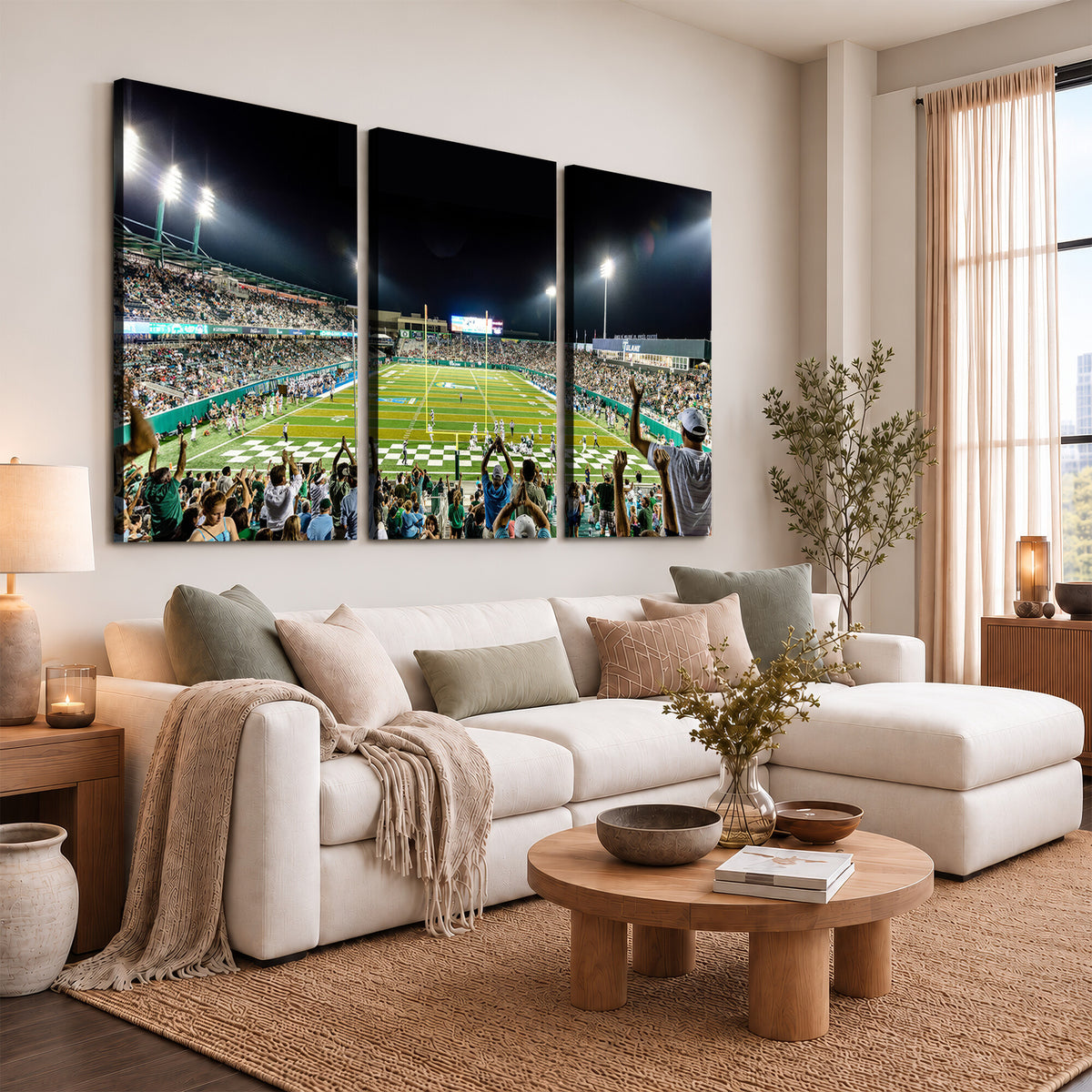 56448-MGV-CV-36X24 - The Tulane University Green Wave Football Team Print, New Orleans Yulman Stadium