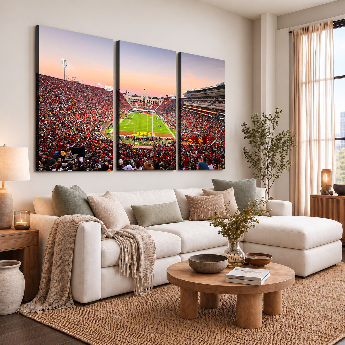39904-MGV-CV-36X24 - The University of Southern California USC Trojans Football Team Print, Home Bar Wall Decor