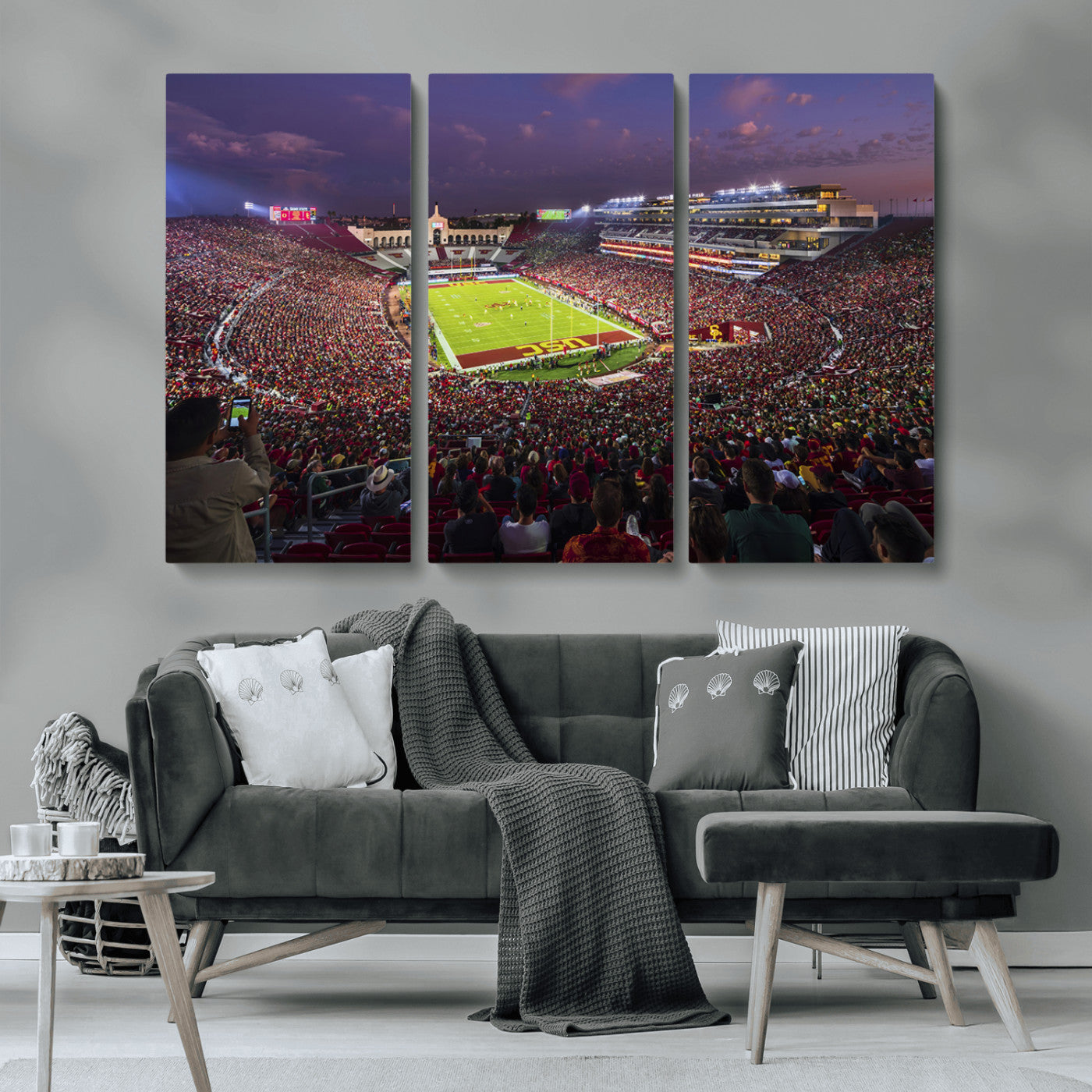 MGV-CV-48X32-3P - The University of Southern California USC Trojans Football Team Print - Los Angeles Memorial