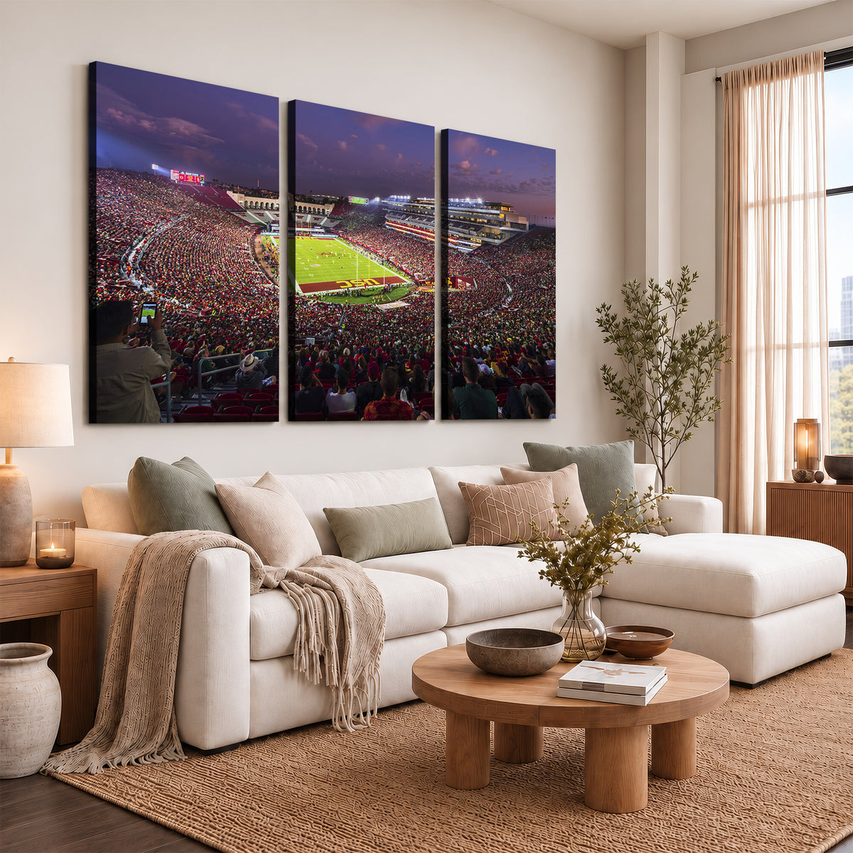 73373-MGV-CV-36X24 - The University of Southern California USC Trojans Football Team Print, Extra Large Game Room Wall Decor