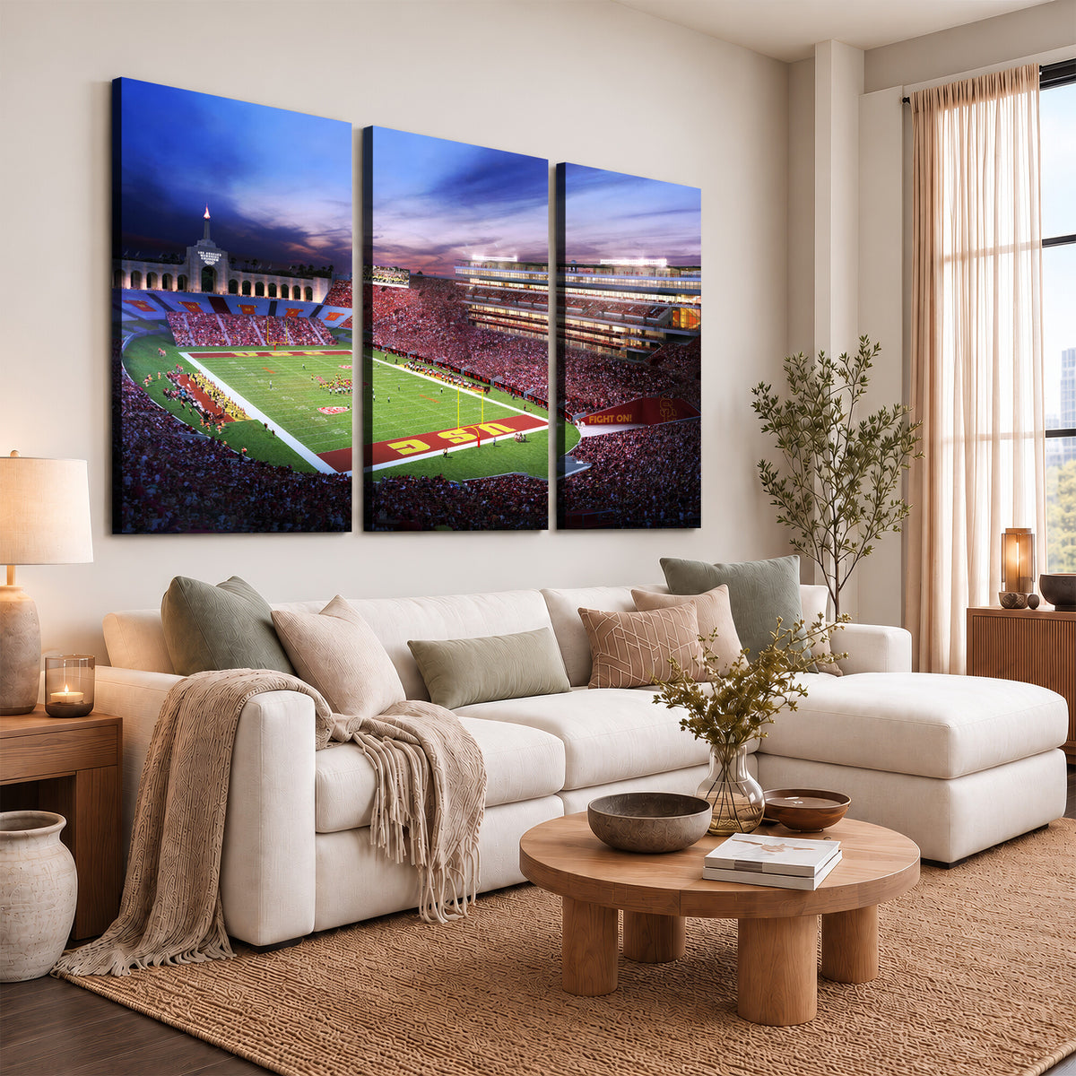 71879-MGV-CV-36X24 - The University of Southern California USC Trojans Football Team Print, Framed and Ready to Hang