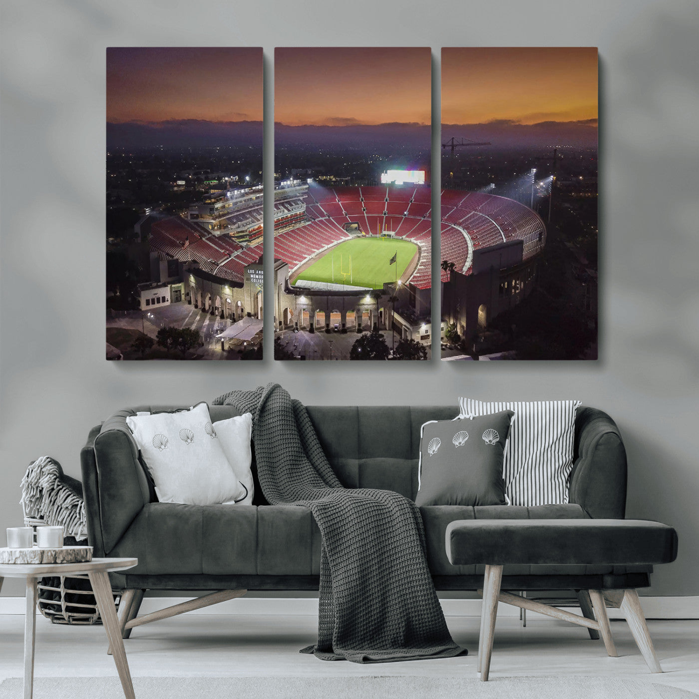 MGV-CV-48X32-3P - The University of Southern California USC Trojans Football Team Print - Los Angeles Memorial