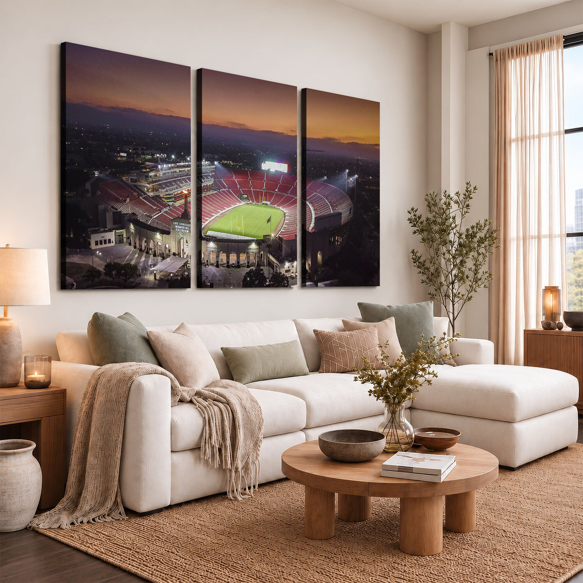 50666-MGV-CV-36X24 - The University of Southern California USC Trojans Football Team Print, Los Angeles Memorial Coliseum