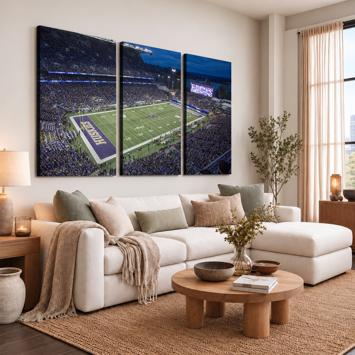 84780-MGV-CV-36X24 - The University of Washington Huskies Football Team Print, Framed and Ready to Hang