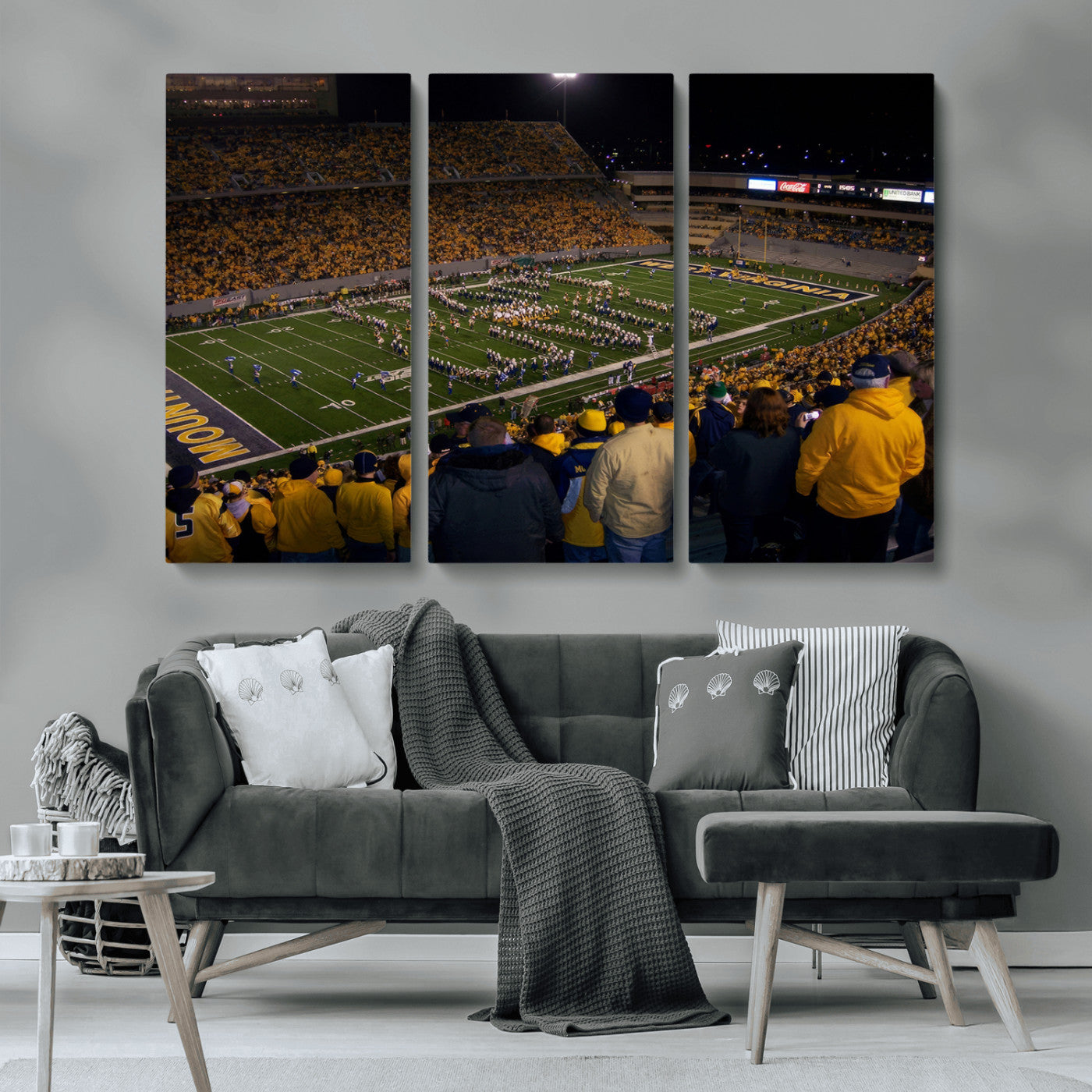MGV-CV-48X32-3P - West Virginia Uni Mountaineers Football Team Print - Milan Puskar Stadium Canvas Print Wall Art,