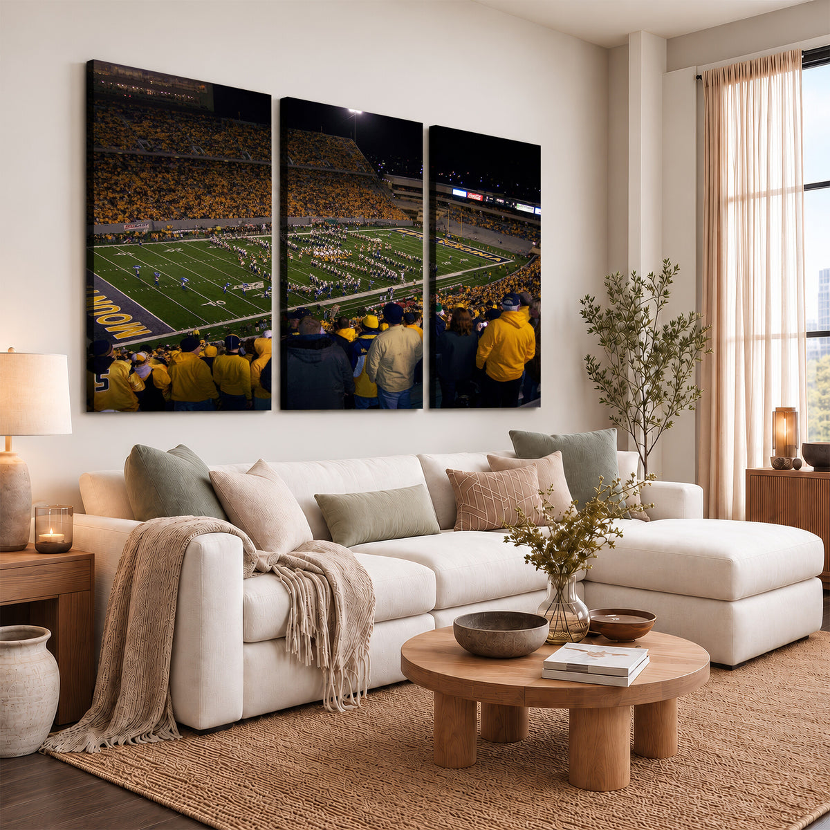 58154-MGV-CV-36X24 - West Virginia University Mountaineers Football Team Print, Milan Puskar Stadium, Morgantown