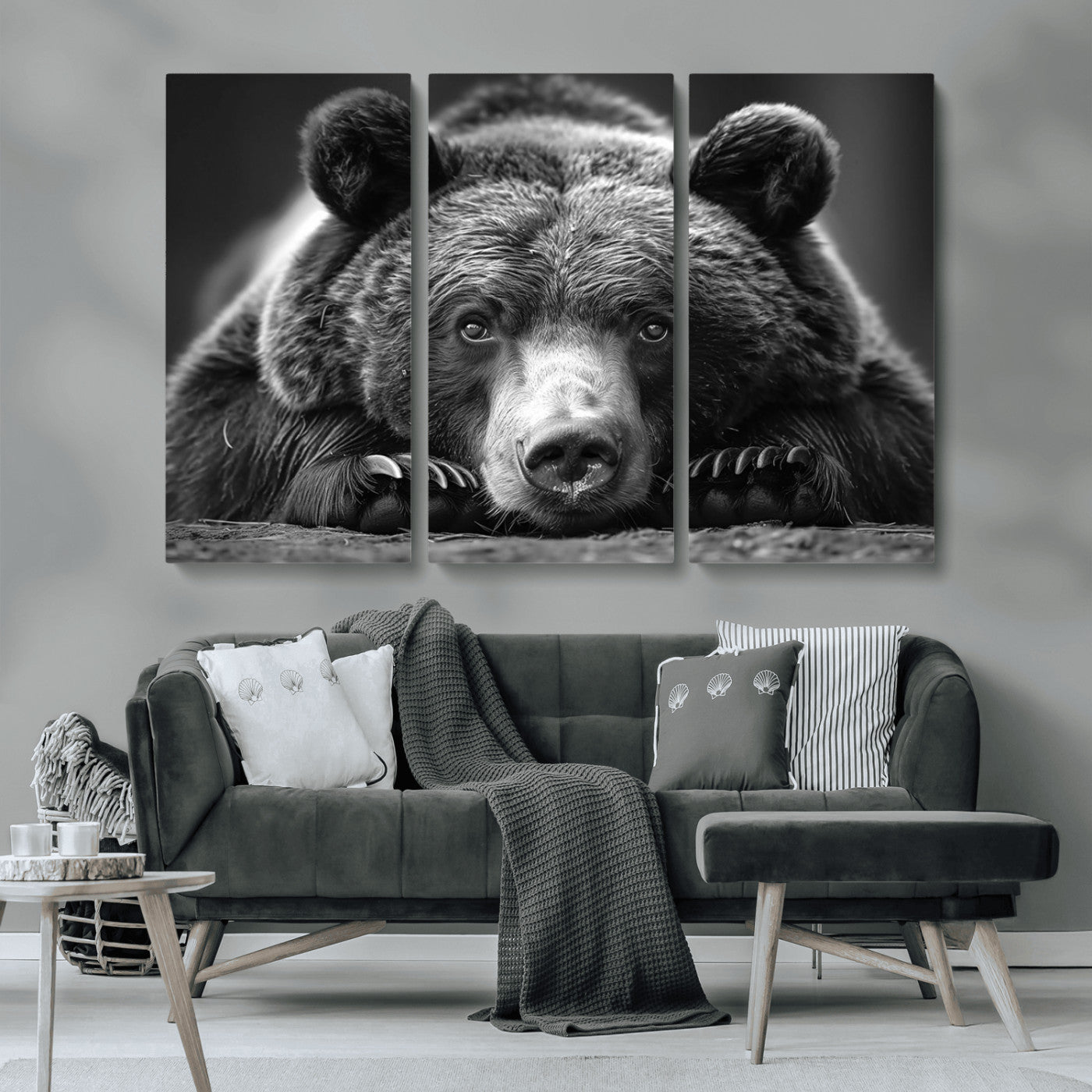 MGV-CV-48X32-3P - Resting Grizzly 399 Bear Canvas Print | Ready to Hang Wall Art | Rustic Cabin & Farmhouse Decor |