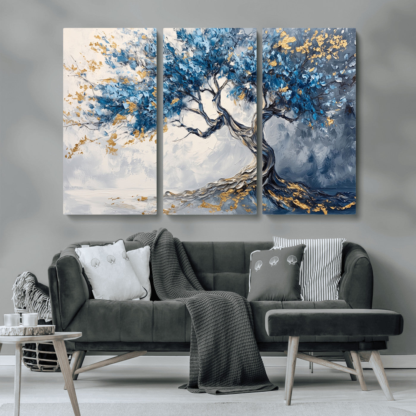 MGV-CV-48X32-3P - Abstract Tree Painting Canvas Wall Art | Tree of Life Painting Wall Art Canvas Print