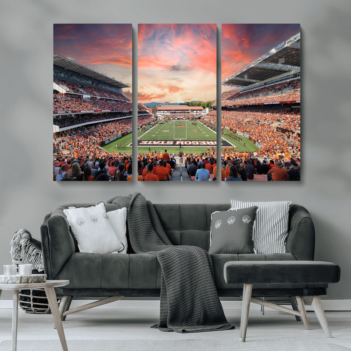 MGV-CV-48X32-3P - Oregon State Beavers Football Team Print - Corvallis Reser Stadium Wall Art Canvas Print