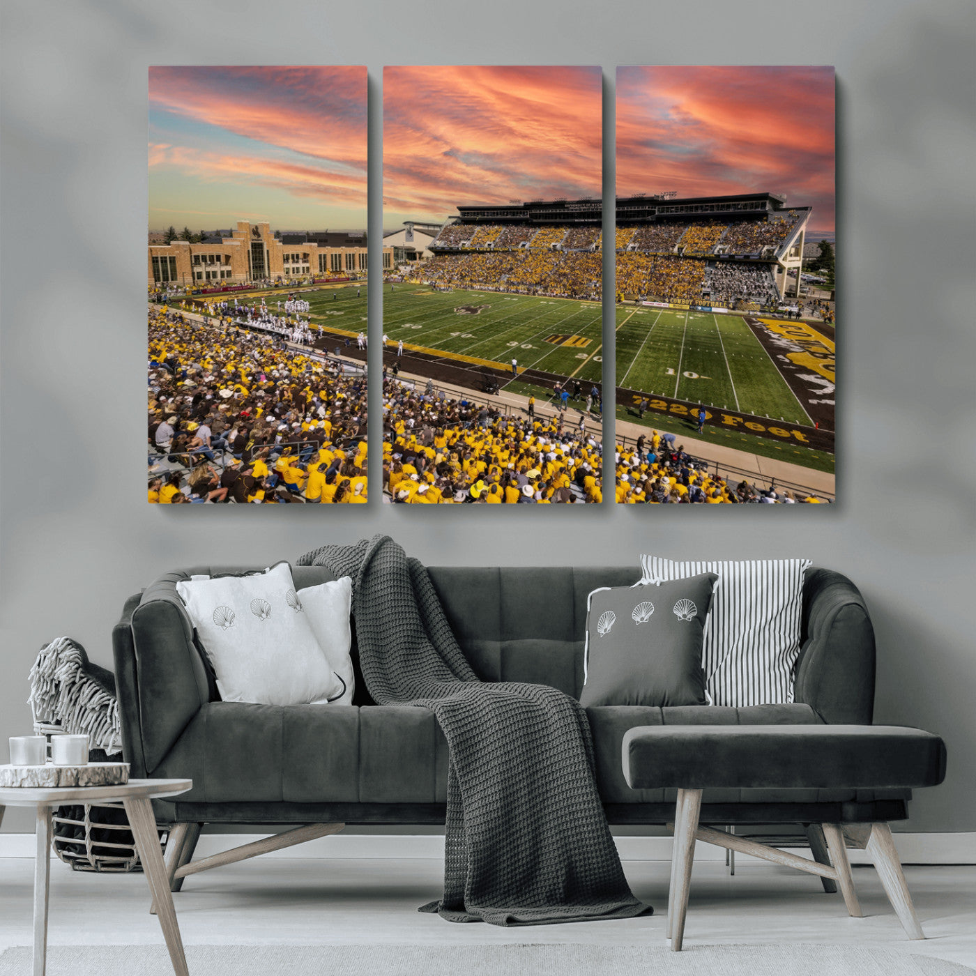 MGV-CV-48X32-3P - University of Wyoming Cowboys Football Team Print - Laramie Jonah Field War Memorial Stadium Wall