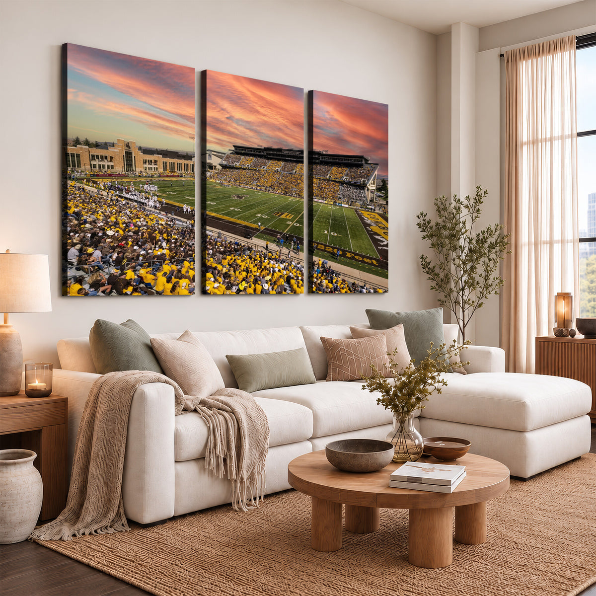 90508-MGV-CV-36X24 - University of Wyoming Cowboys Football Team Print, Laramie, Extra Large Game Room Wall Decor
